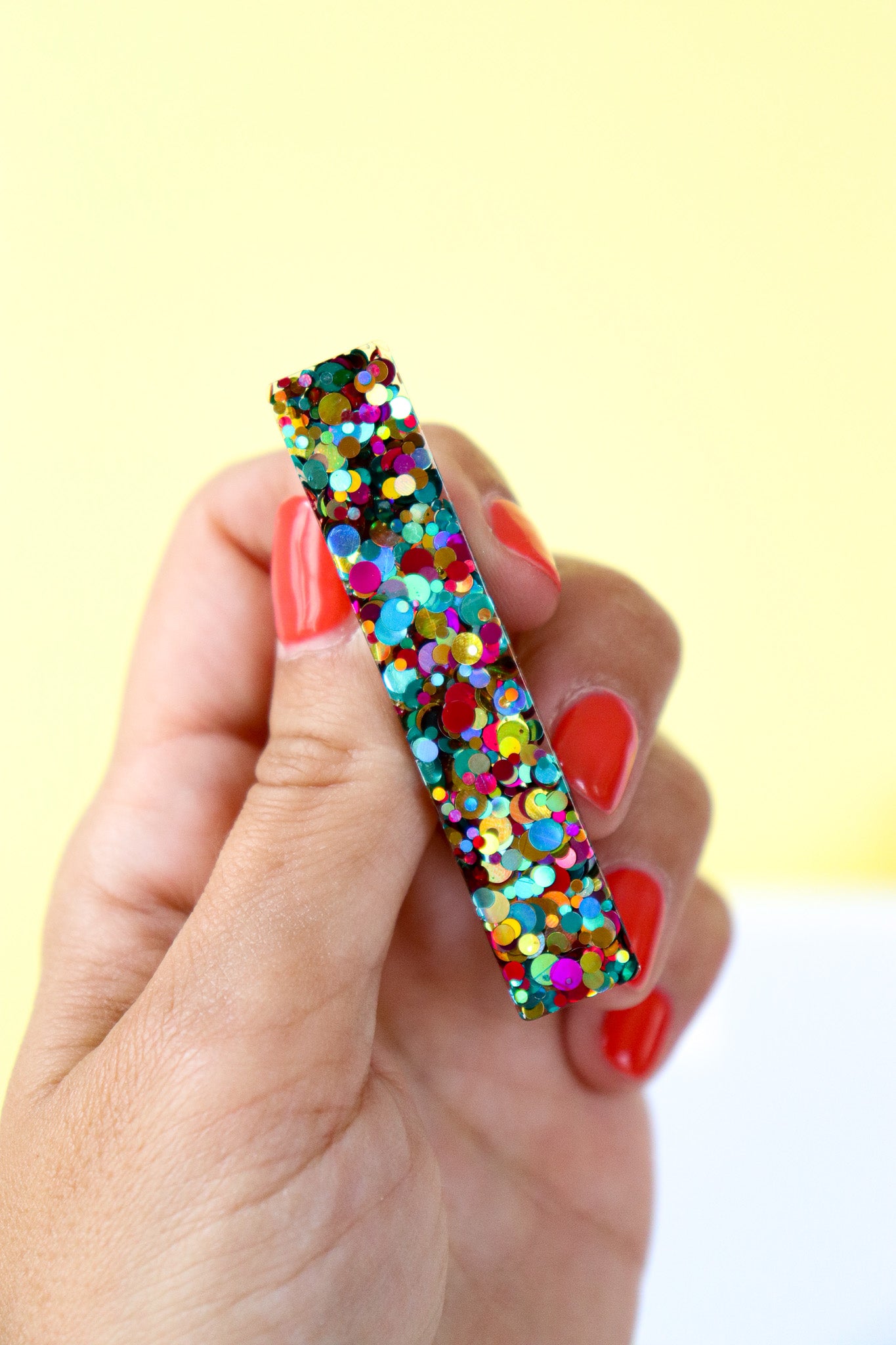 Barrette Droite Paillettes Joie Vert