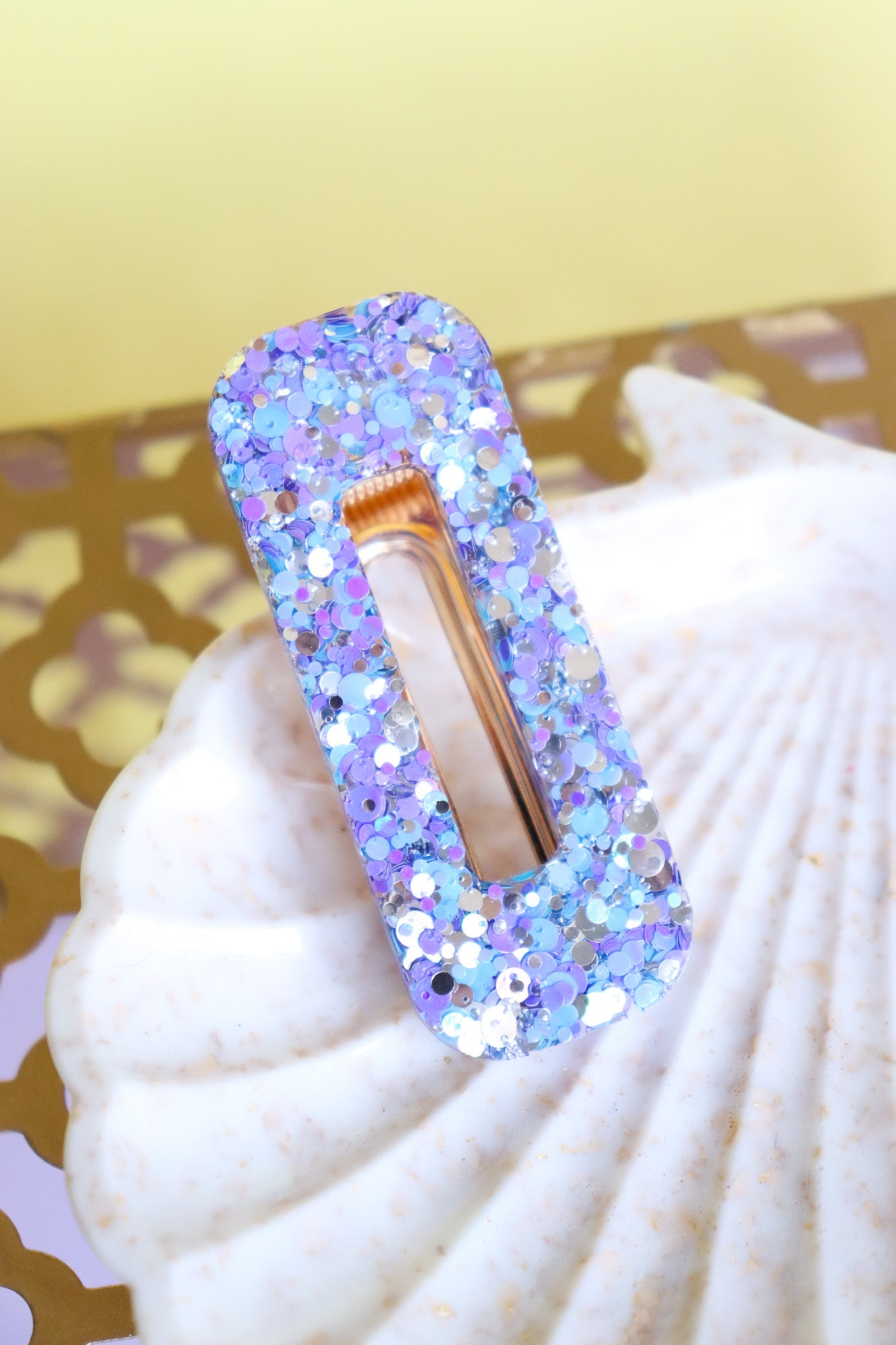Barrette rectangle joie violette