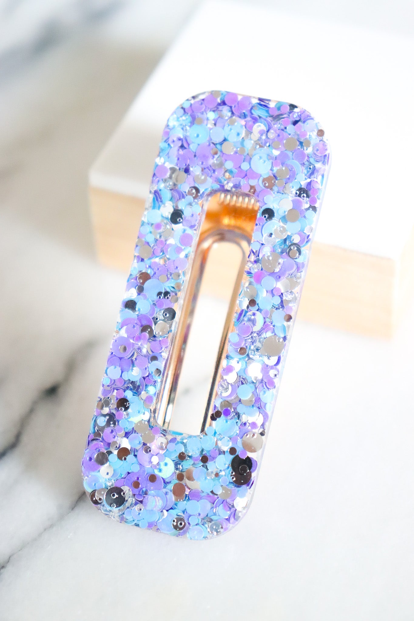 Barrette rectangle joie violette