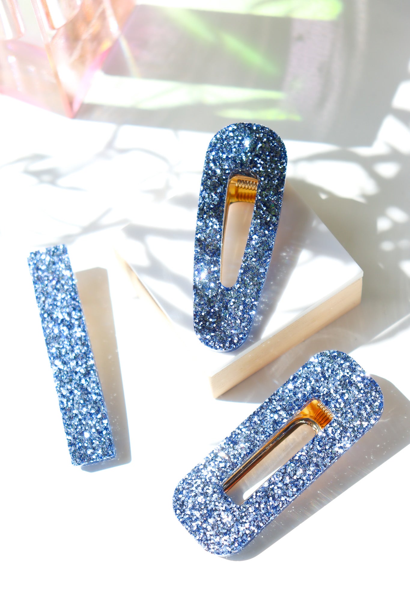 Barrette triangle Bleu Céleste