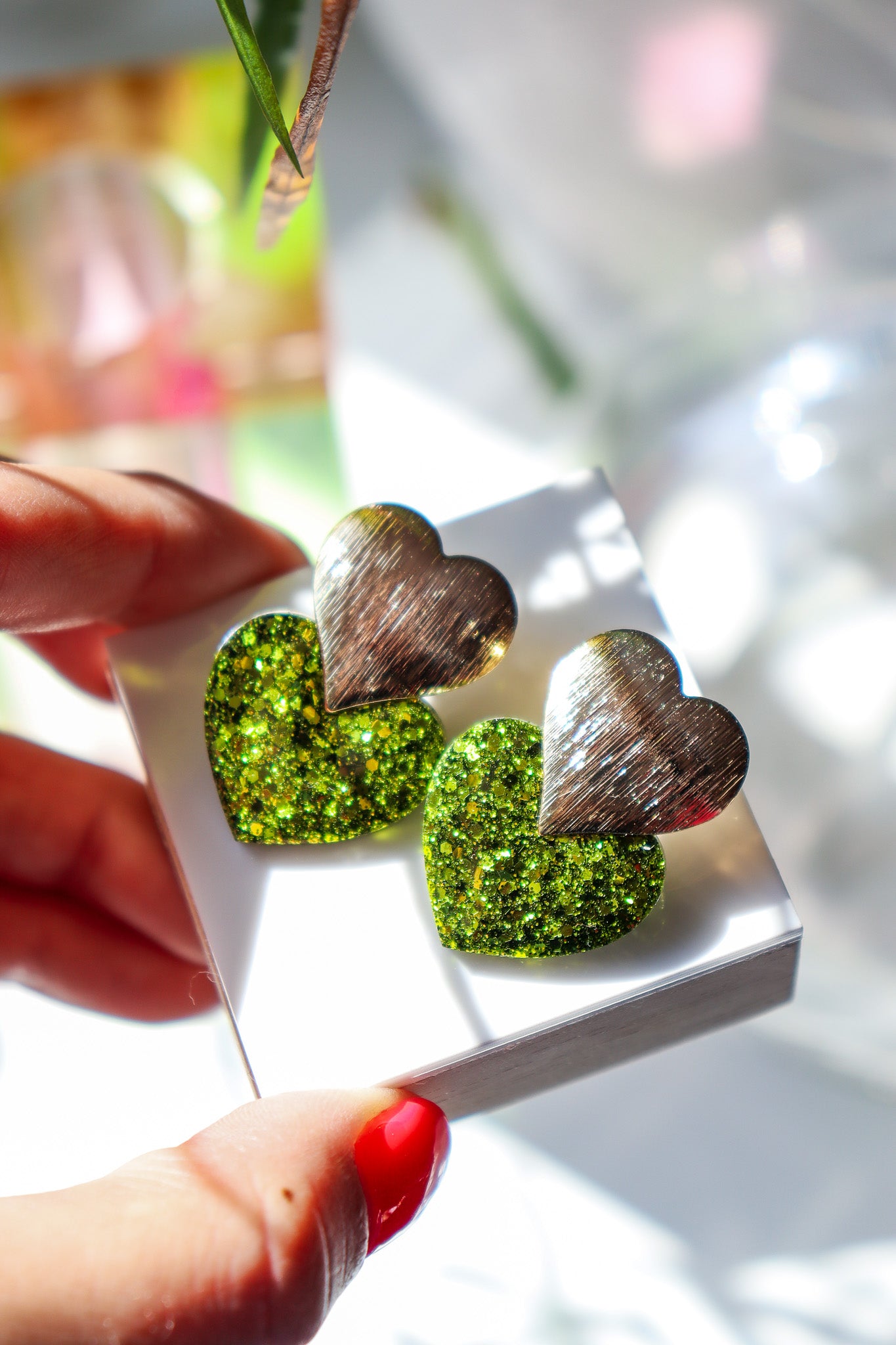 Boucles d'oreilles Caroline citron vert