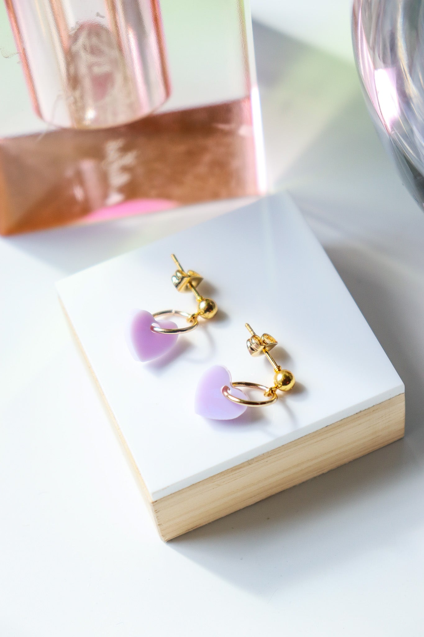 Boucles d'oreilles Lucie violet pastel