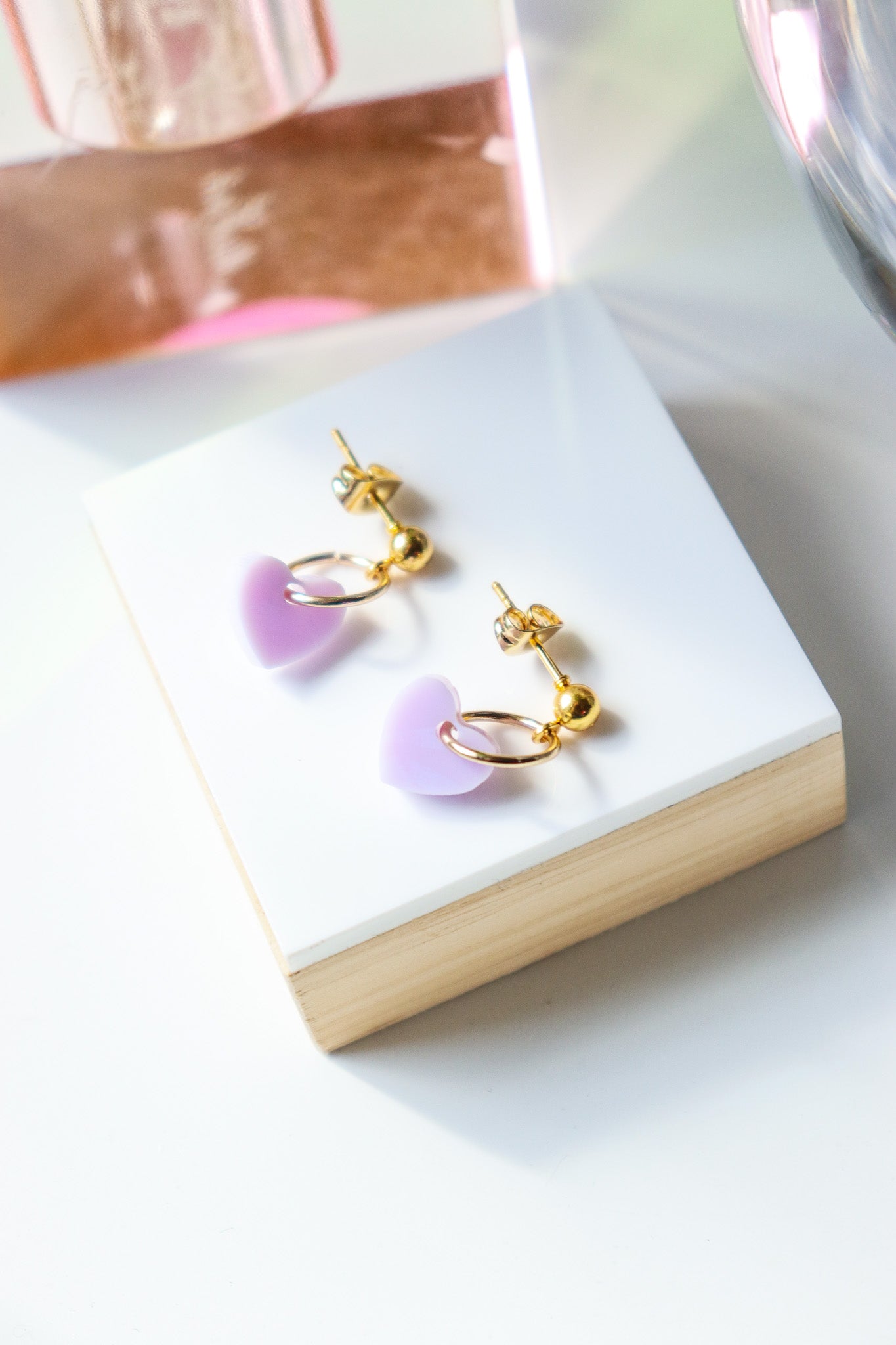 Boucles d'oreilles Lucie violet pastel