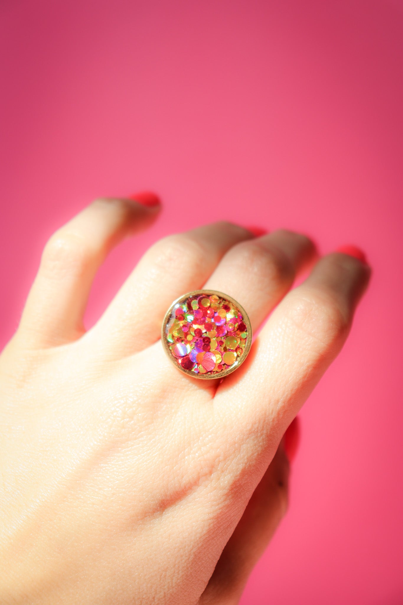 Bague ronde L joie rouge