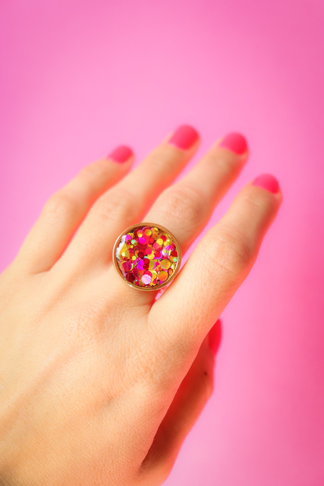 Bague ronde L joie rouge