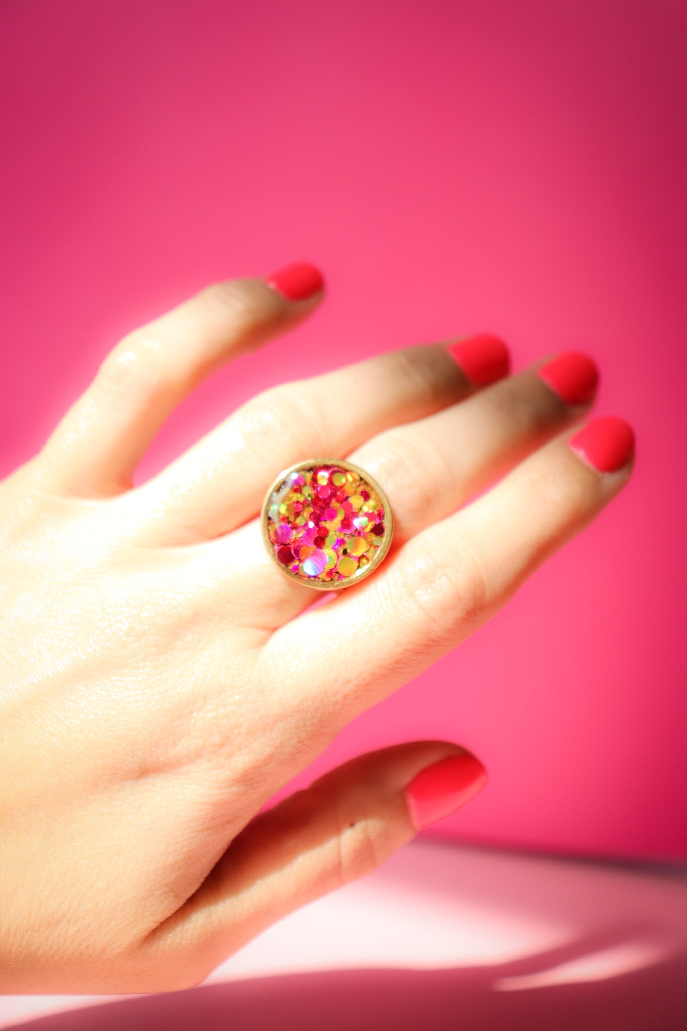 Bague ronde L joie rouge