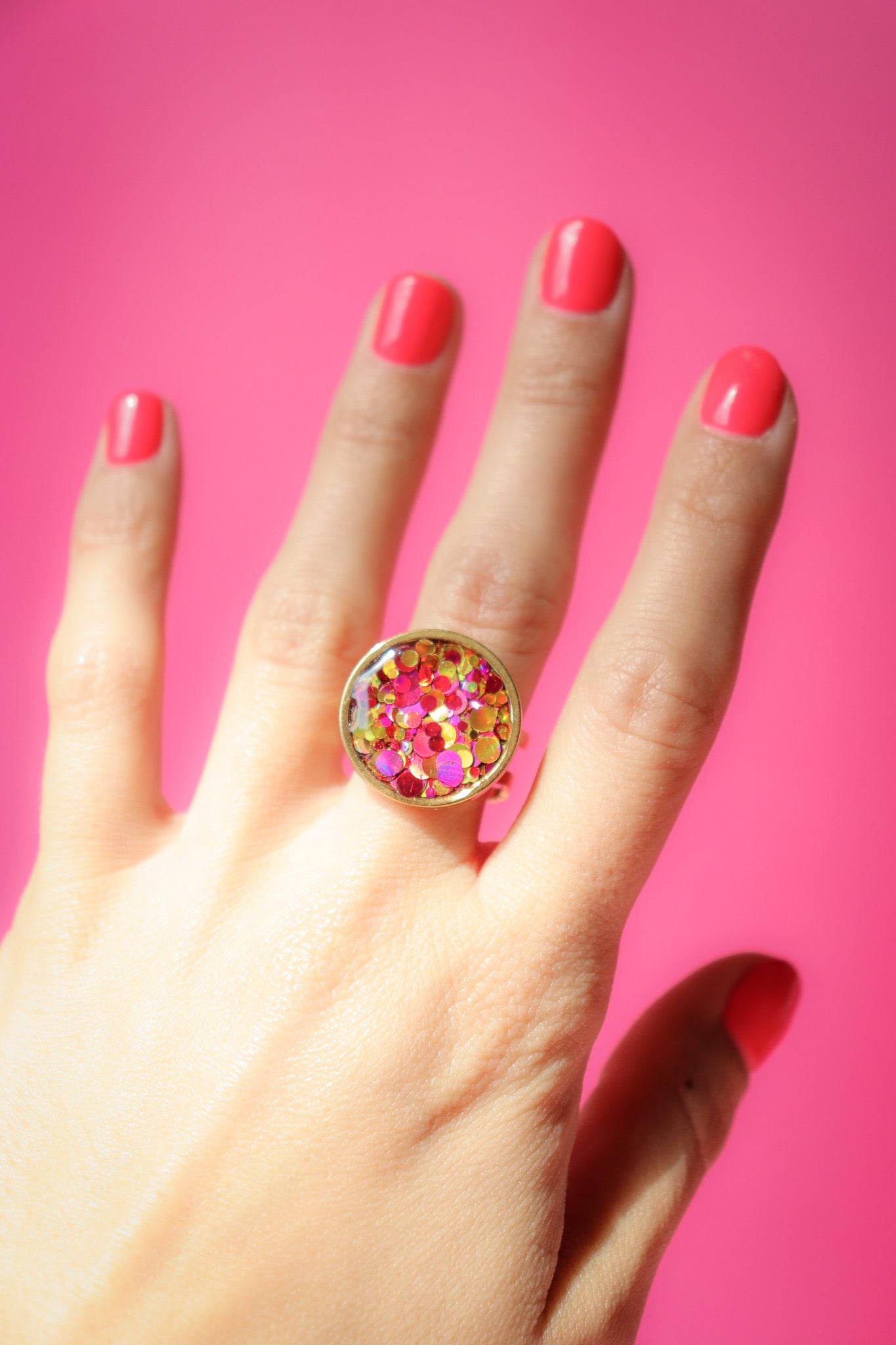 Bague ronde L joie rouge