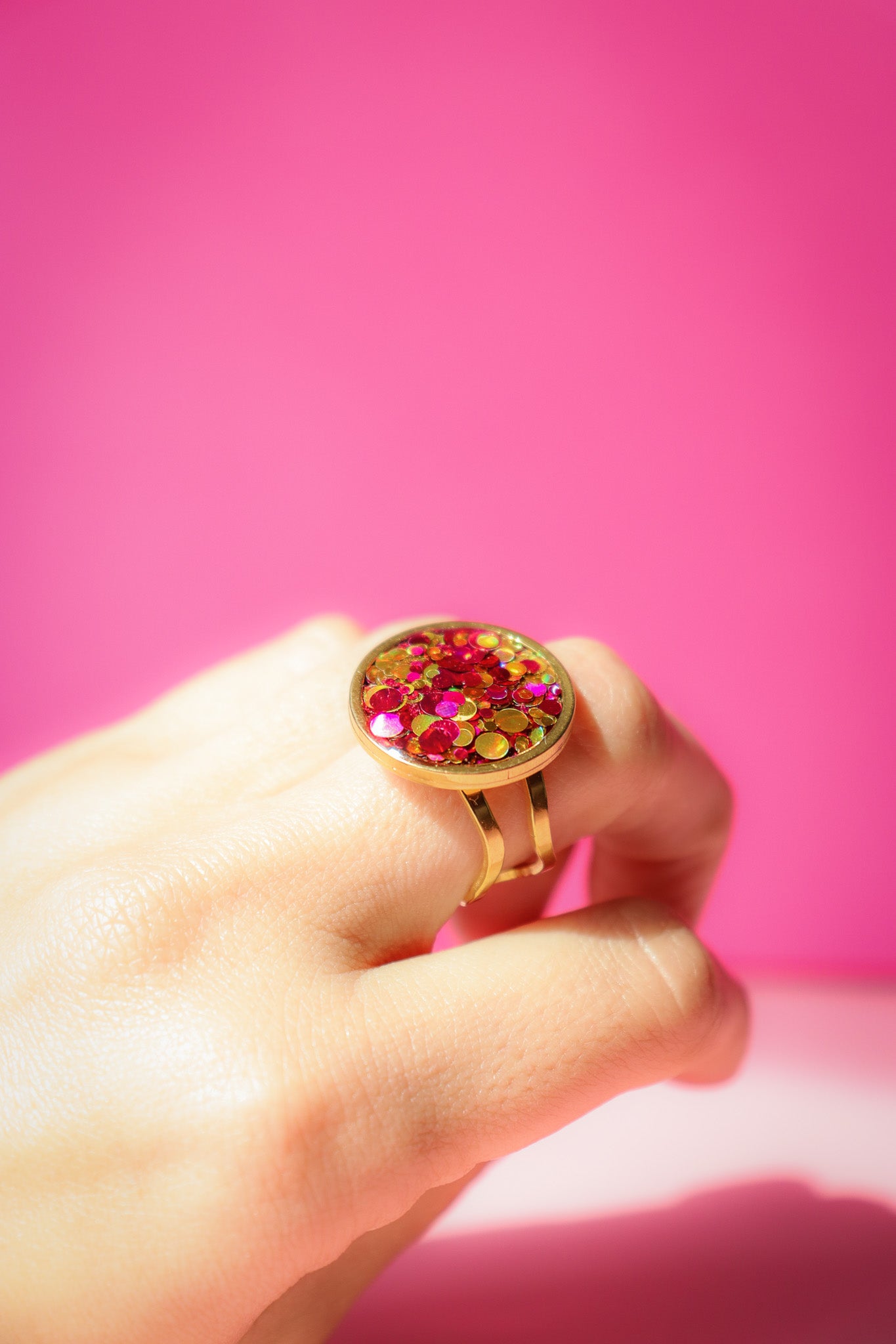 Bague ronde L joie rouge