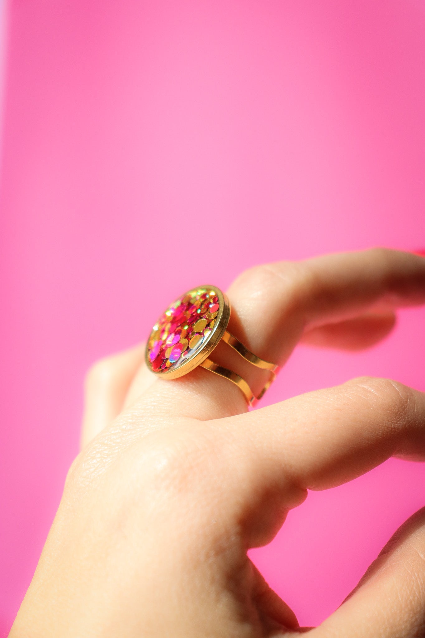 Bague ronde L joie rouge
