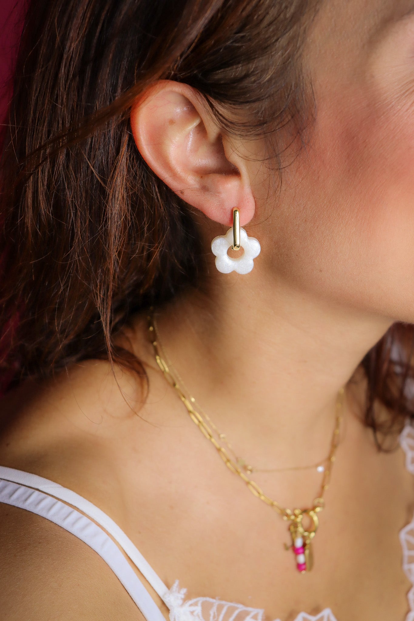 Boucles d'oreilles Isabelle L Blanc Nacré