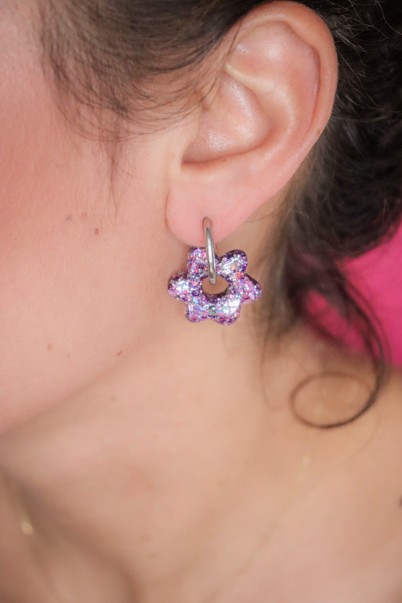 Boucles d'oreilles Jojo Violine Argent