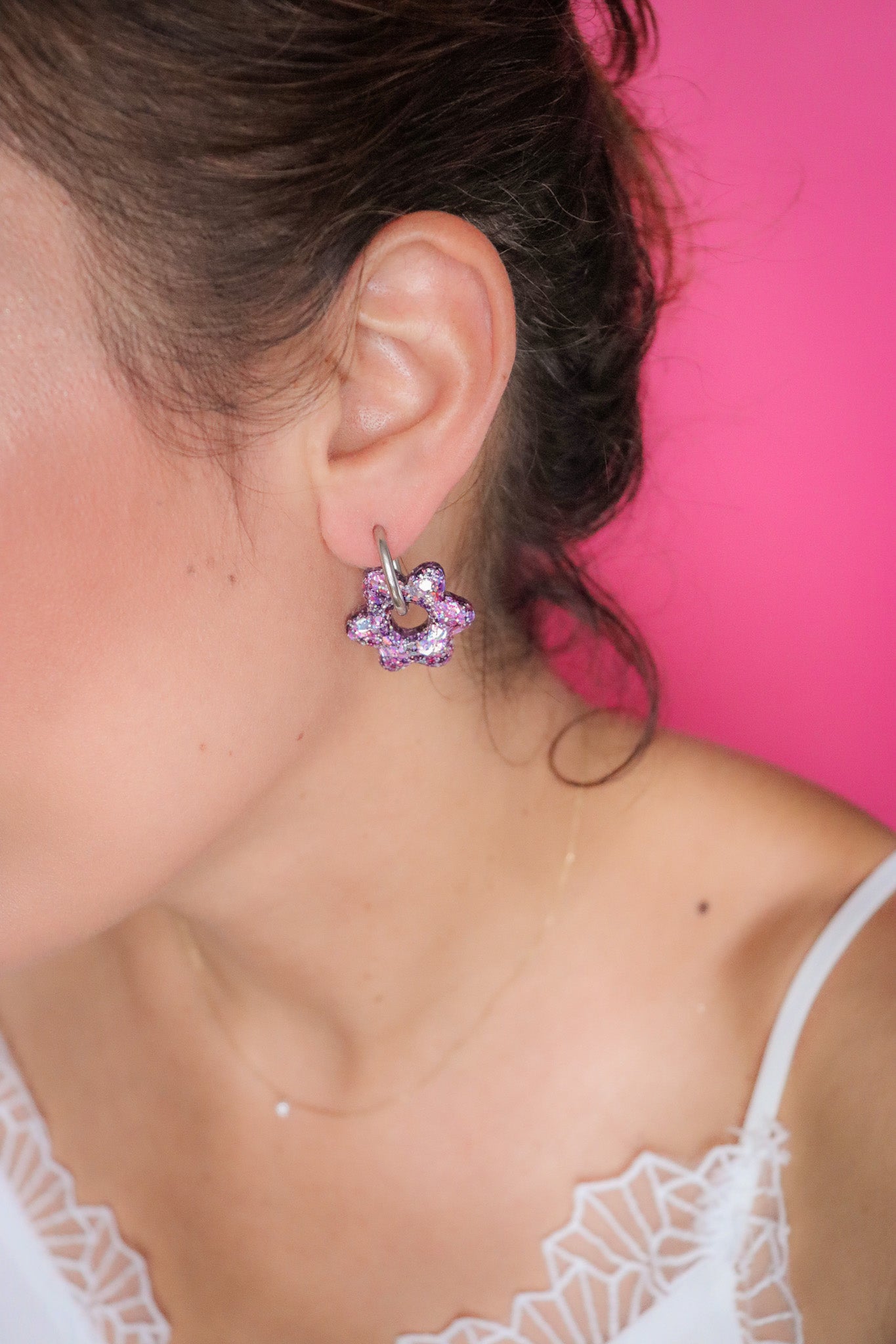 Boucles d'oreilles Jojo Violine Argent