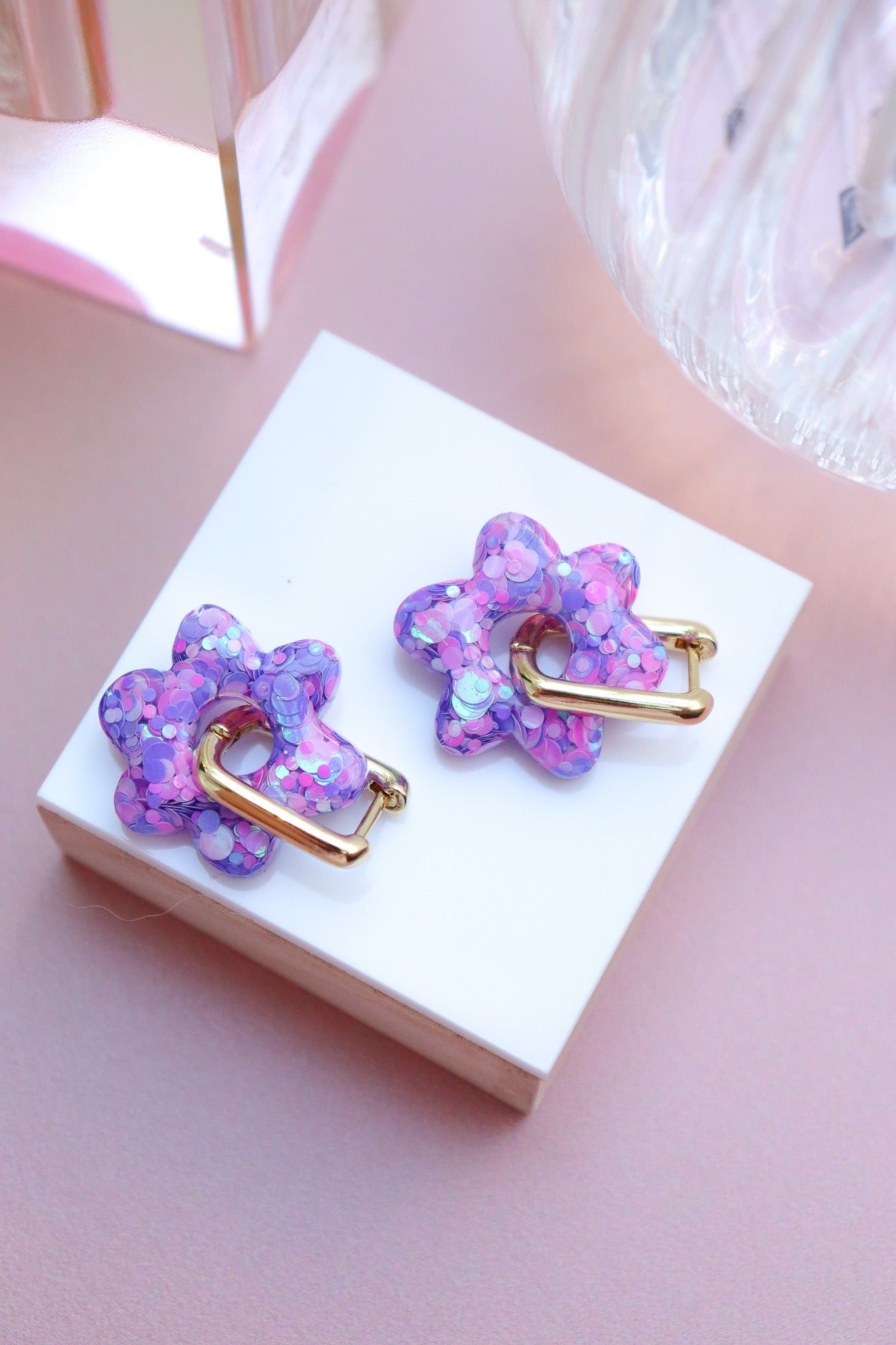 Boucles d'oreilles Jojo Confettis violet