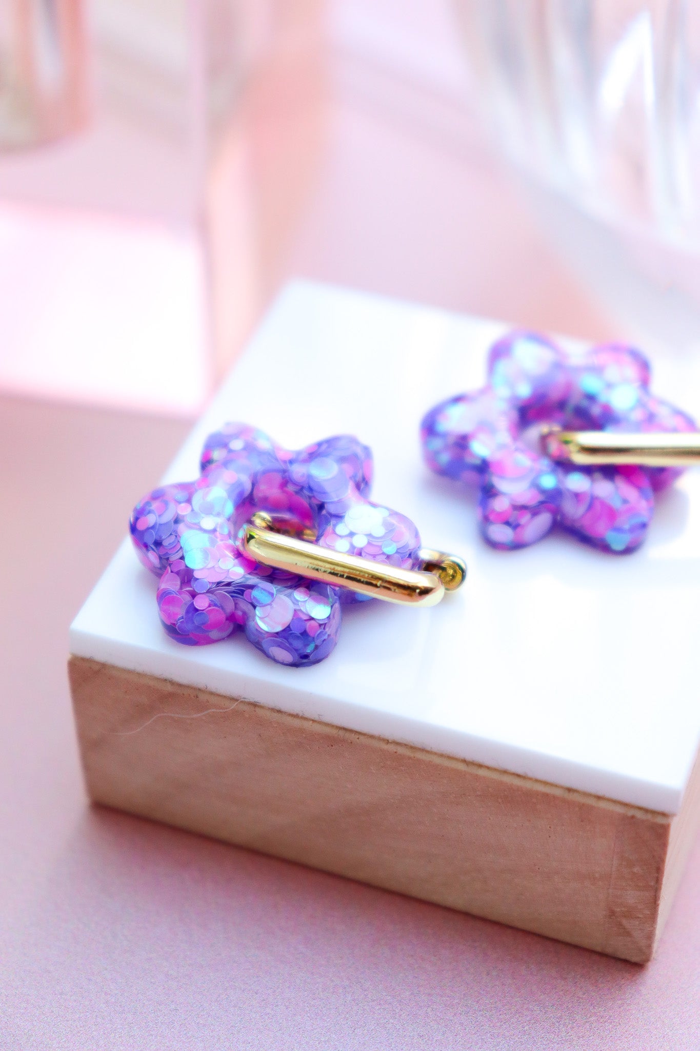 Boucles d'oreilles Jojo Confettis violet