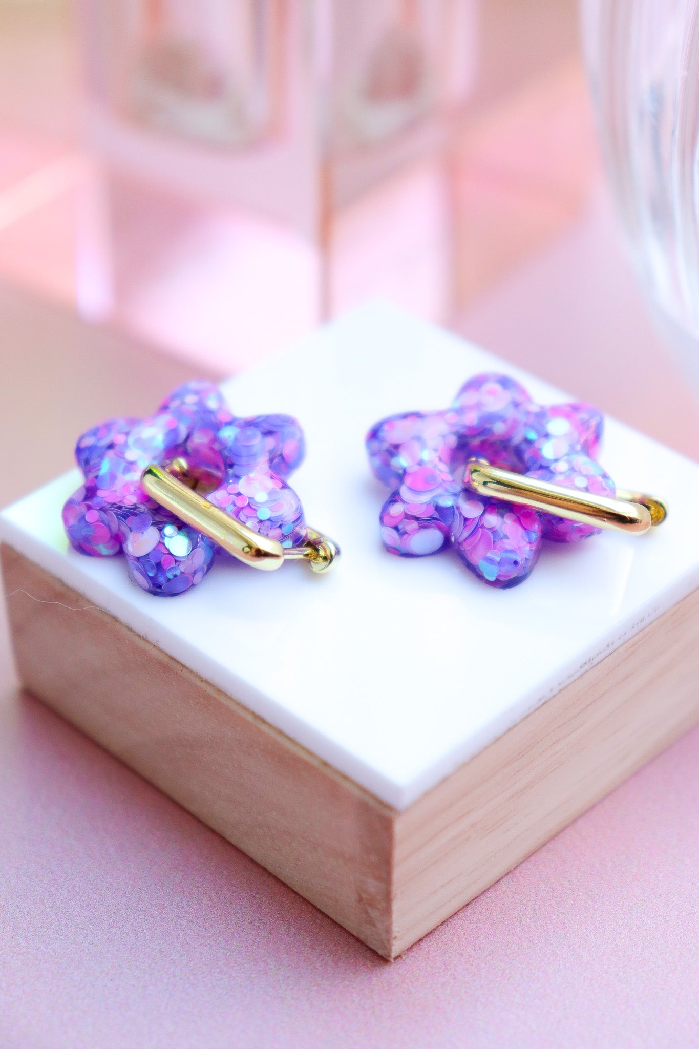 Boucles d'oreilles Jojo Confettis violet