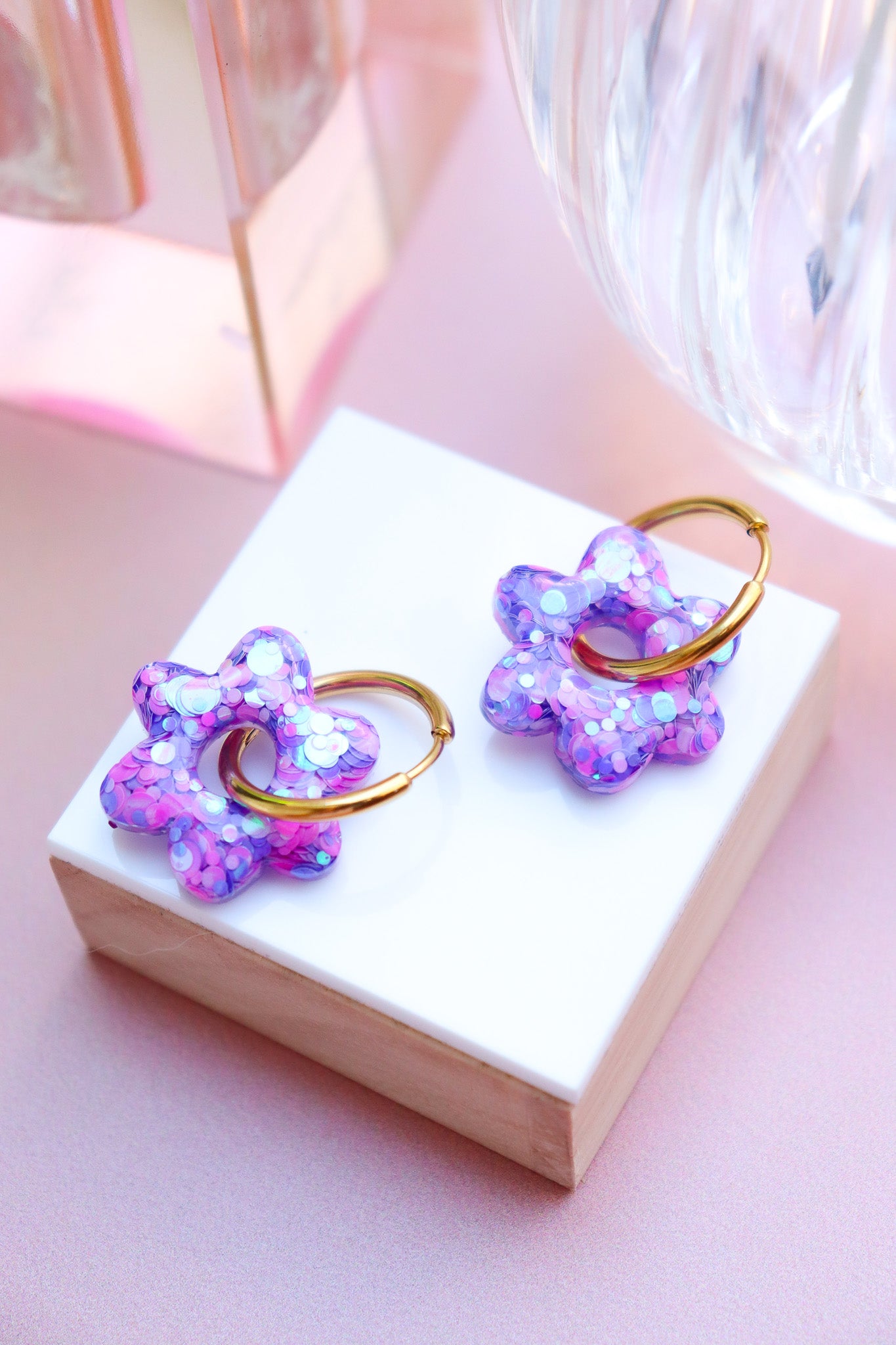 Boucles d'oreilles Jojo Confettis violet