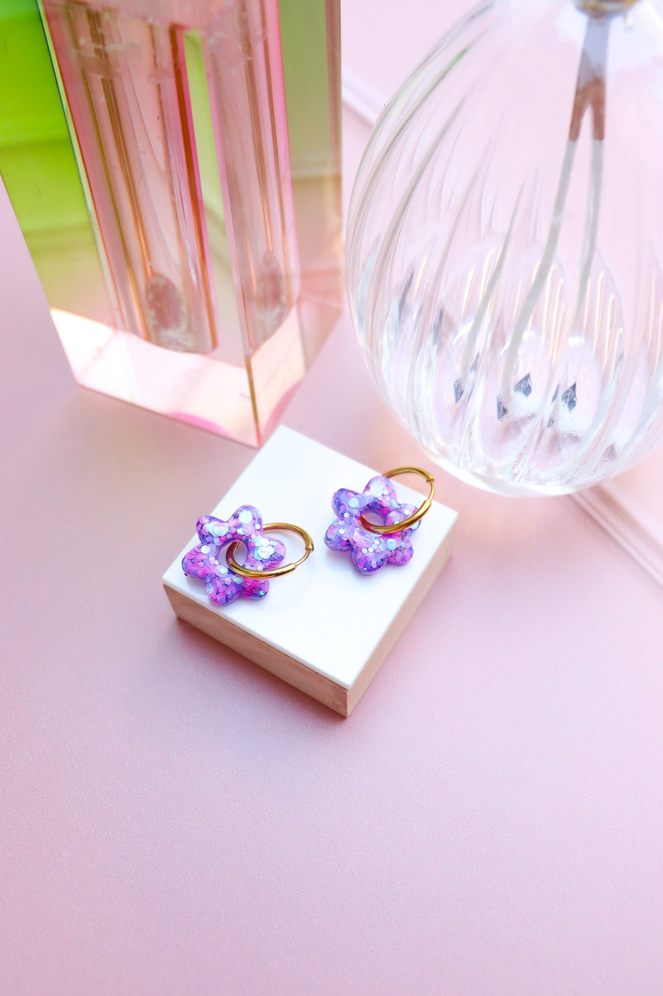 Boucles d'oreilles Jojo Confettis violet