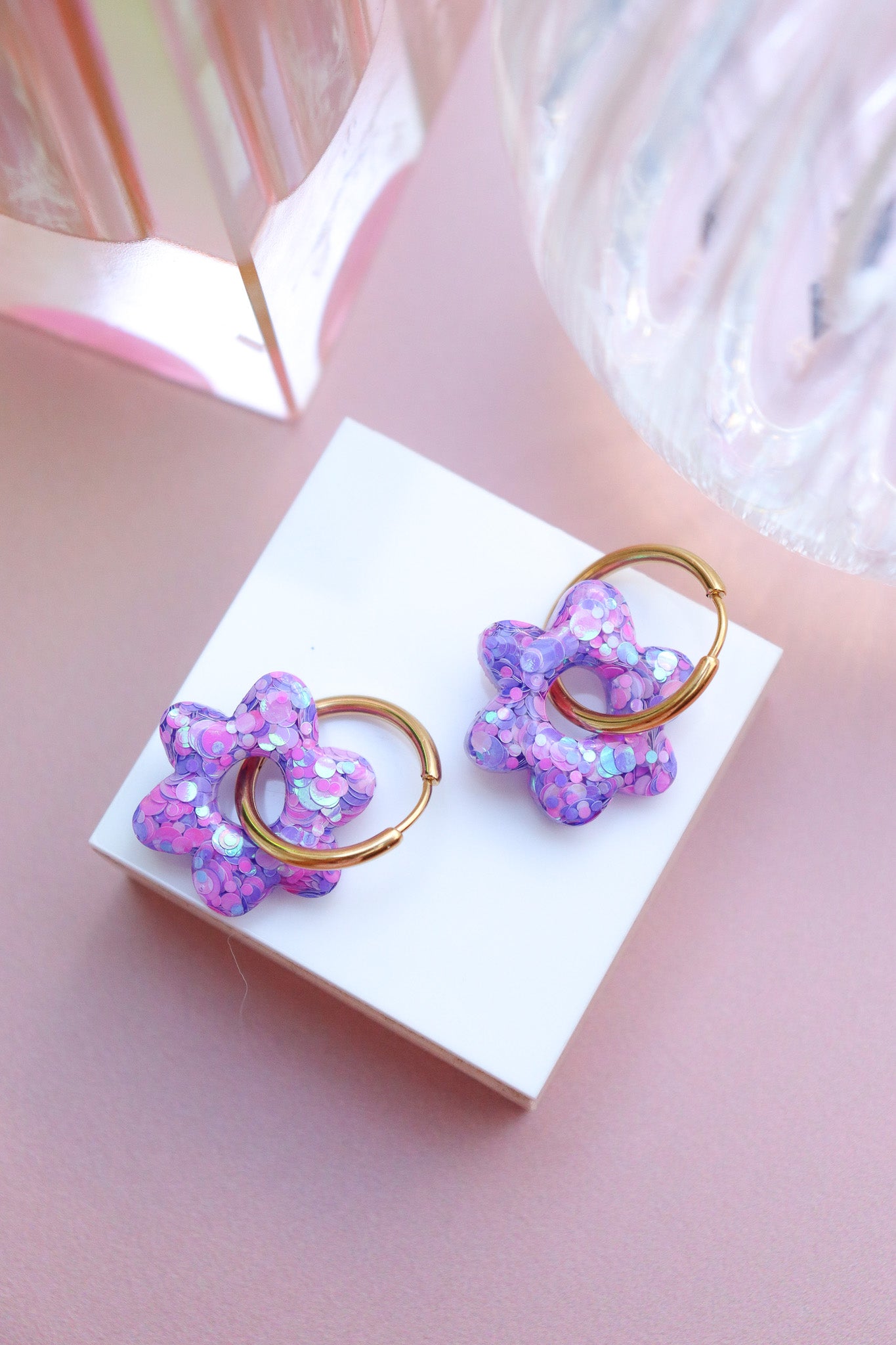 Boucles d'oreilles Jojo Confettis violet