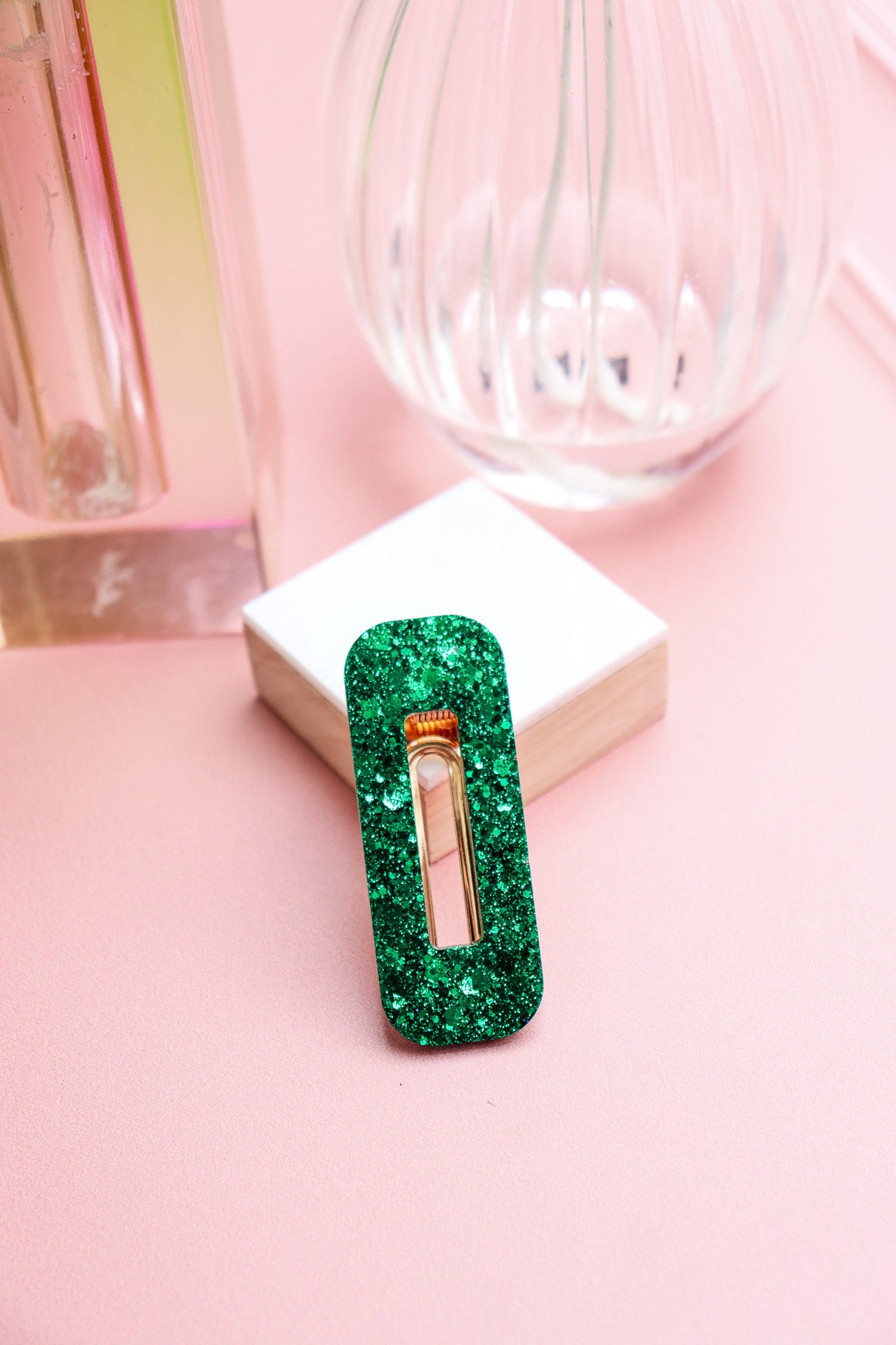 Barrette Paillettes vertes