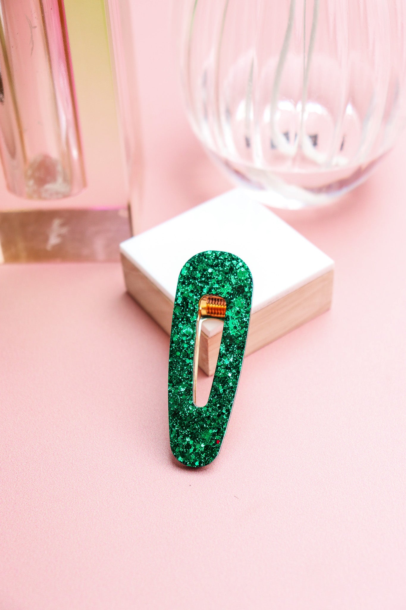 Barrette Paillettes vertes