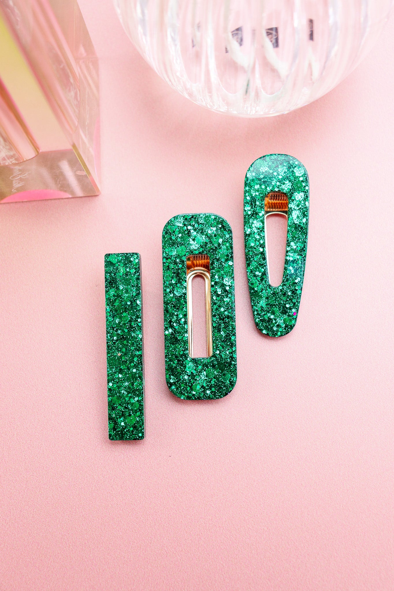 Barrette Paillettes vertes