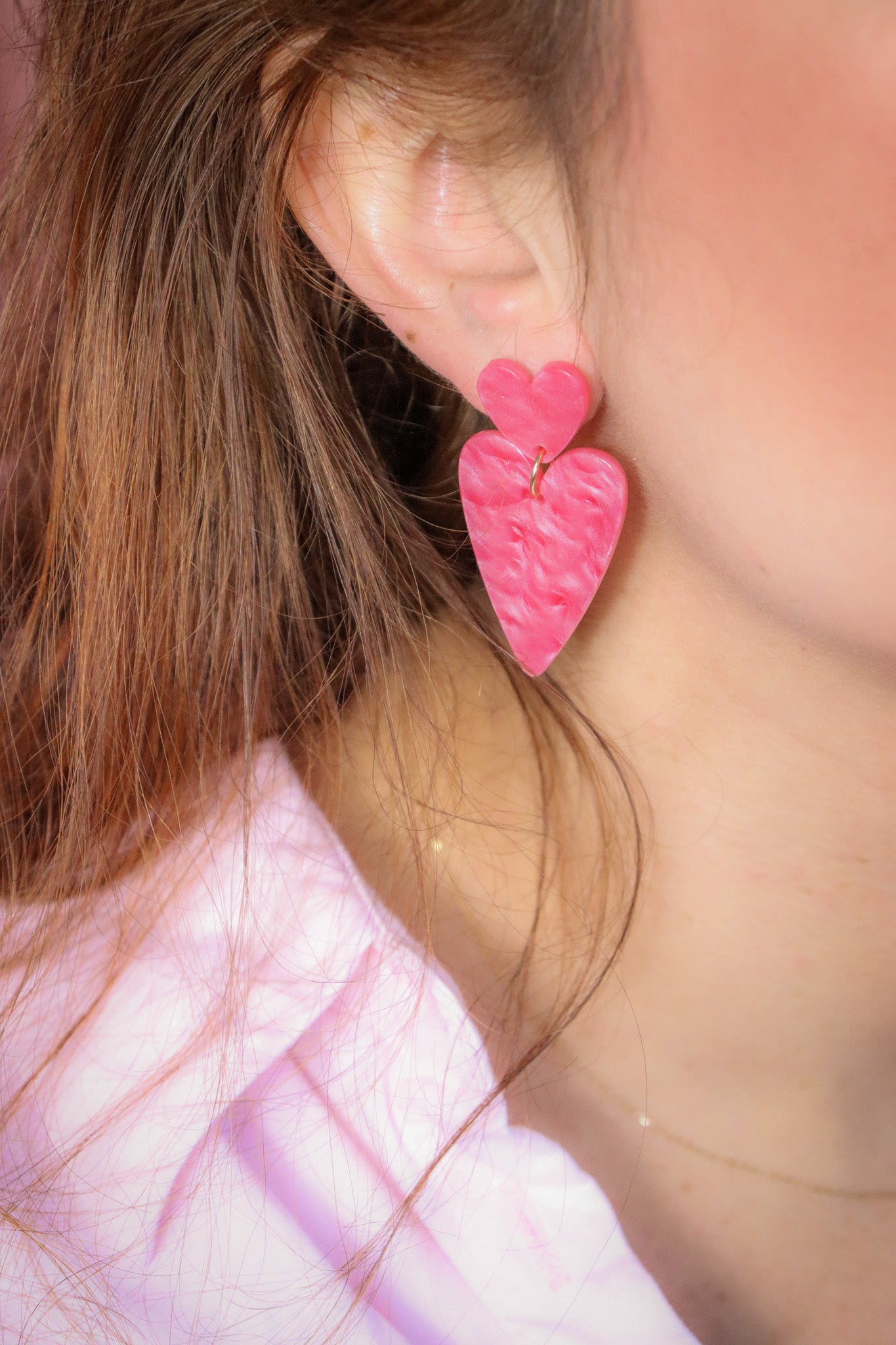 Boucles d'oreilles Alice corail nacré