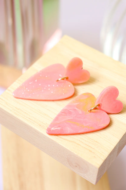 Boucles d'oreilles Alice Pastel Rose à paillettes