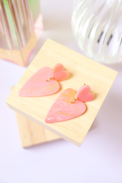 Boucles d'oreilles Alice Pastel Rose à paillettes