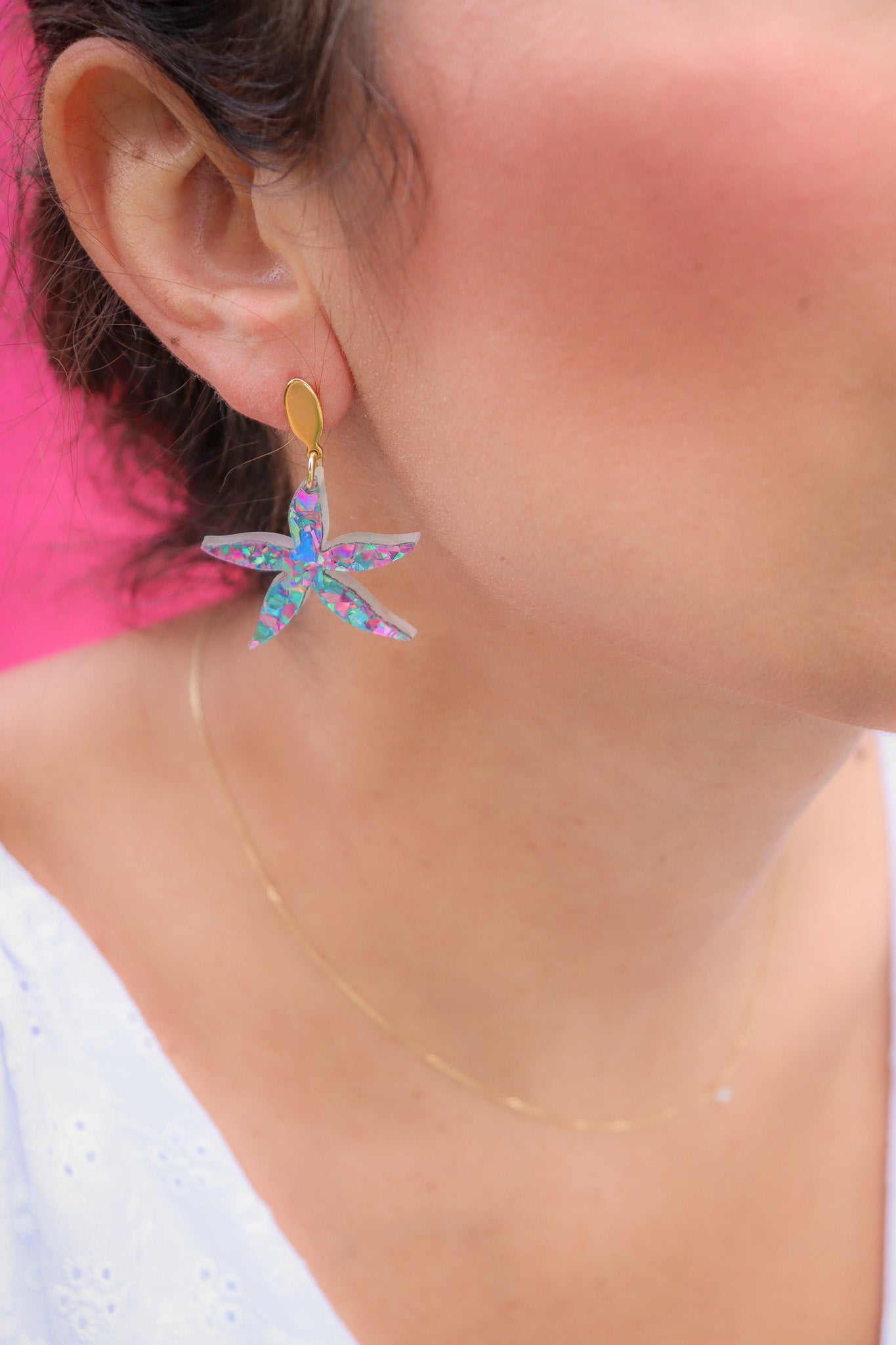 Boucles d'oreilles Anémone Flocons Turquoises