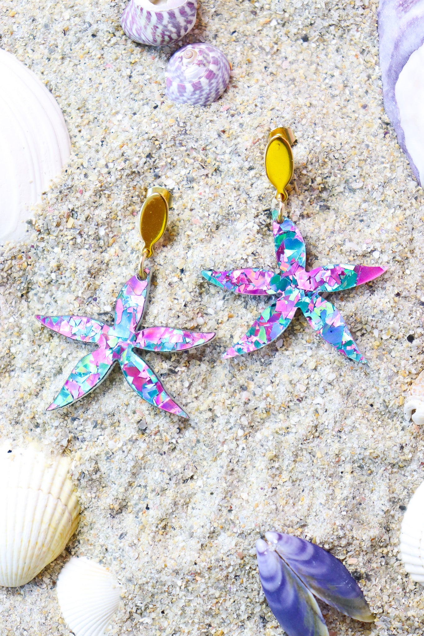 Boucles d'oreilles Anémone Flocons Turquoises