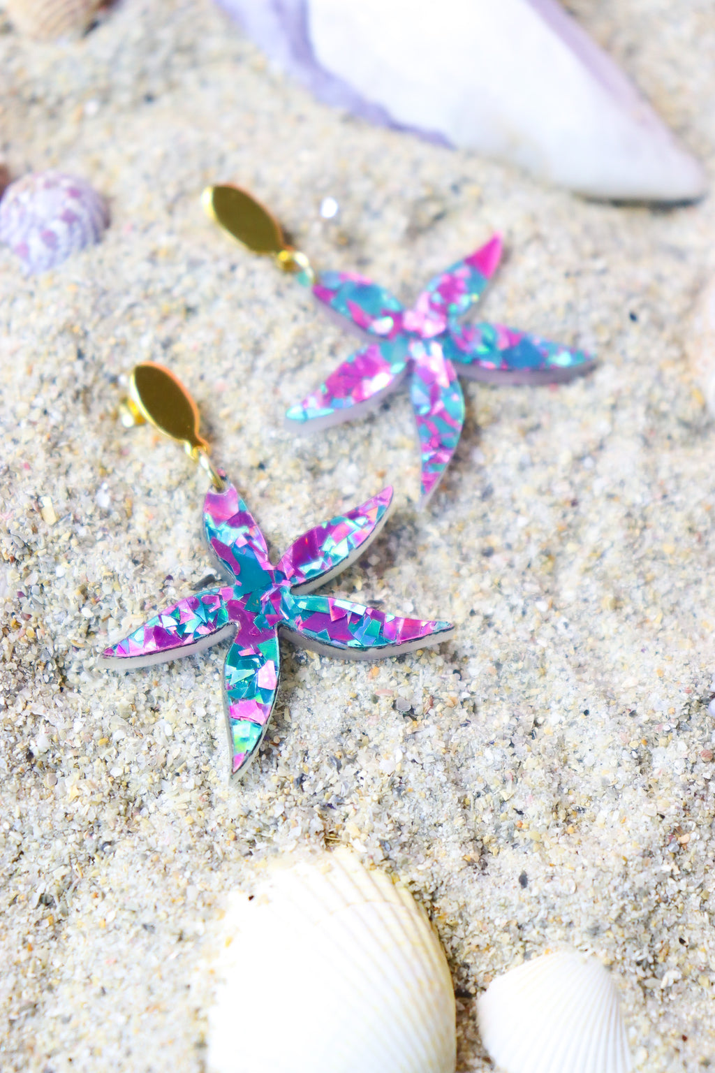 Boucles d'oreilles Anémone Flocons Turquoises