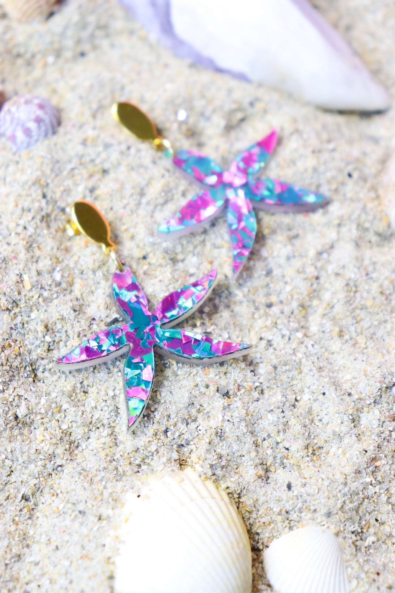 Boucles d'oreilles Anémone Flocons Turquoises