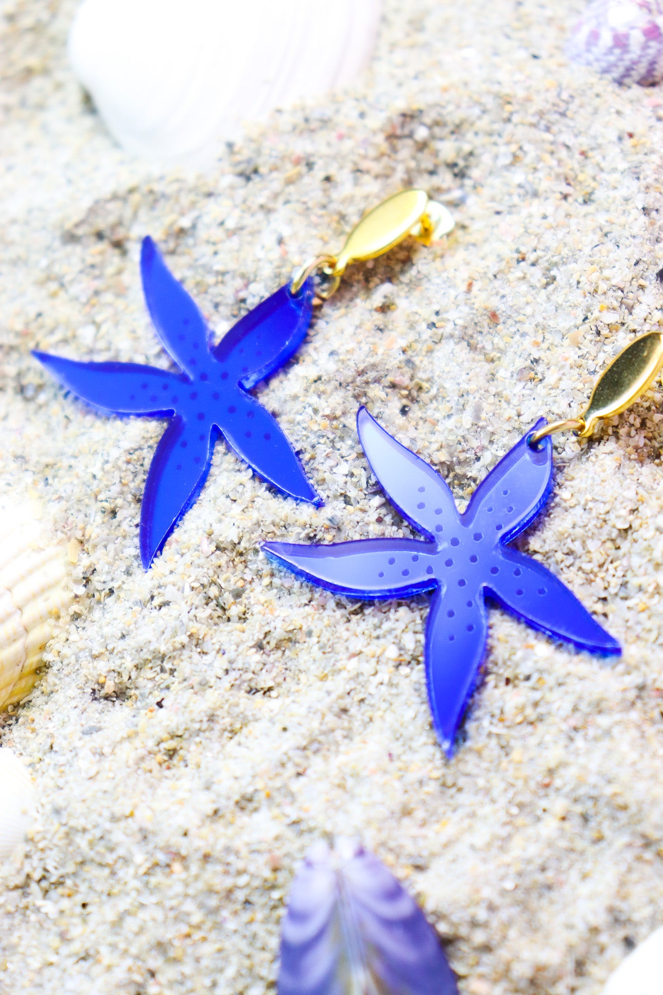 Boucles d'oreilles Anémone Miroir Bleu