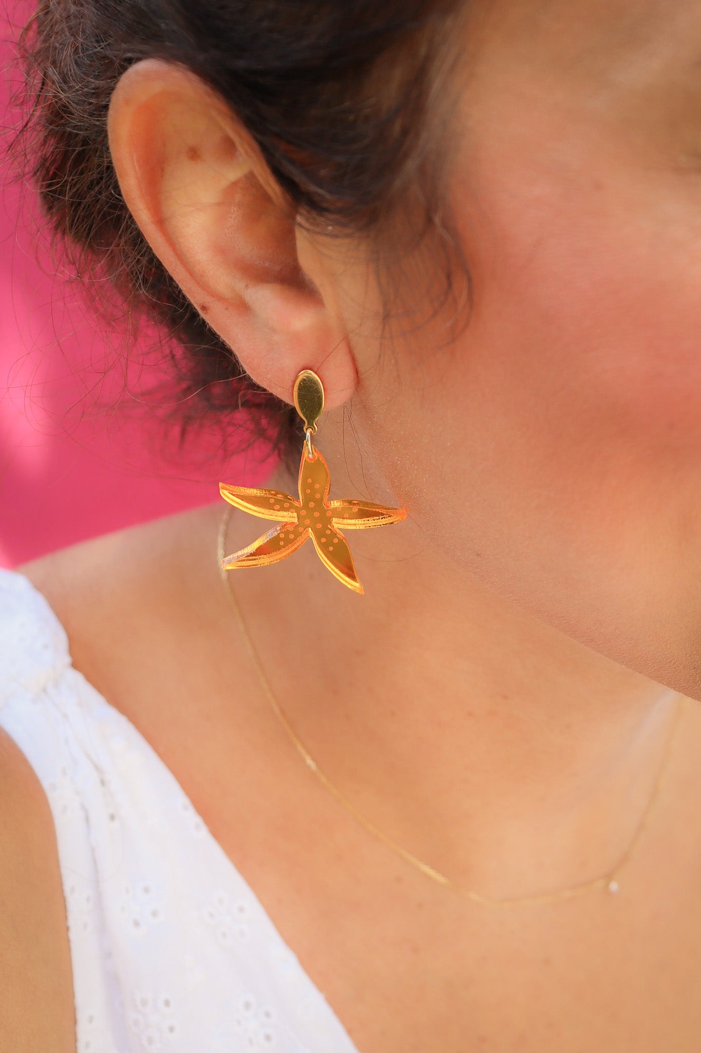Boucles d'oreilles Anémone Miroir Orange