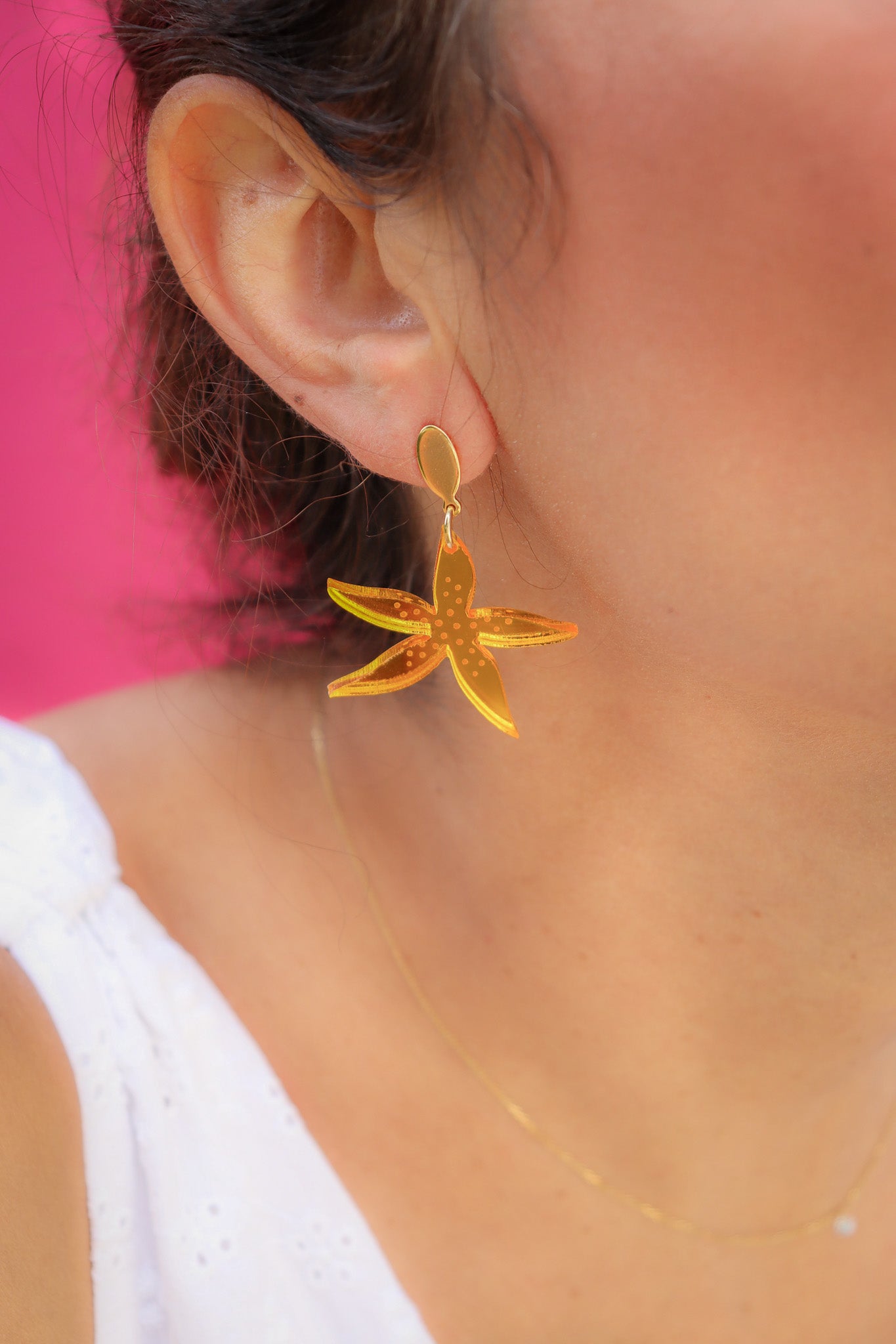 Boucles d'oreilles Anémone Miroir Orange