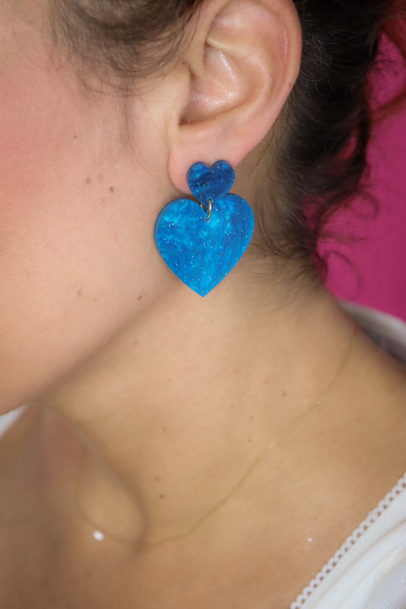 Boucles d'oreilles Augustine Nacré Bleu