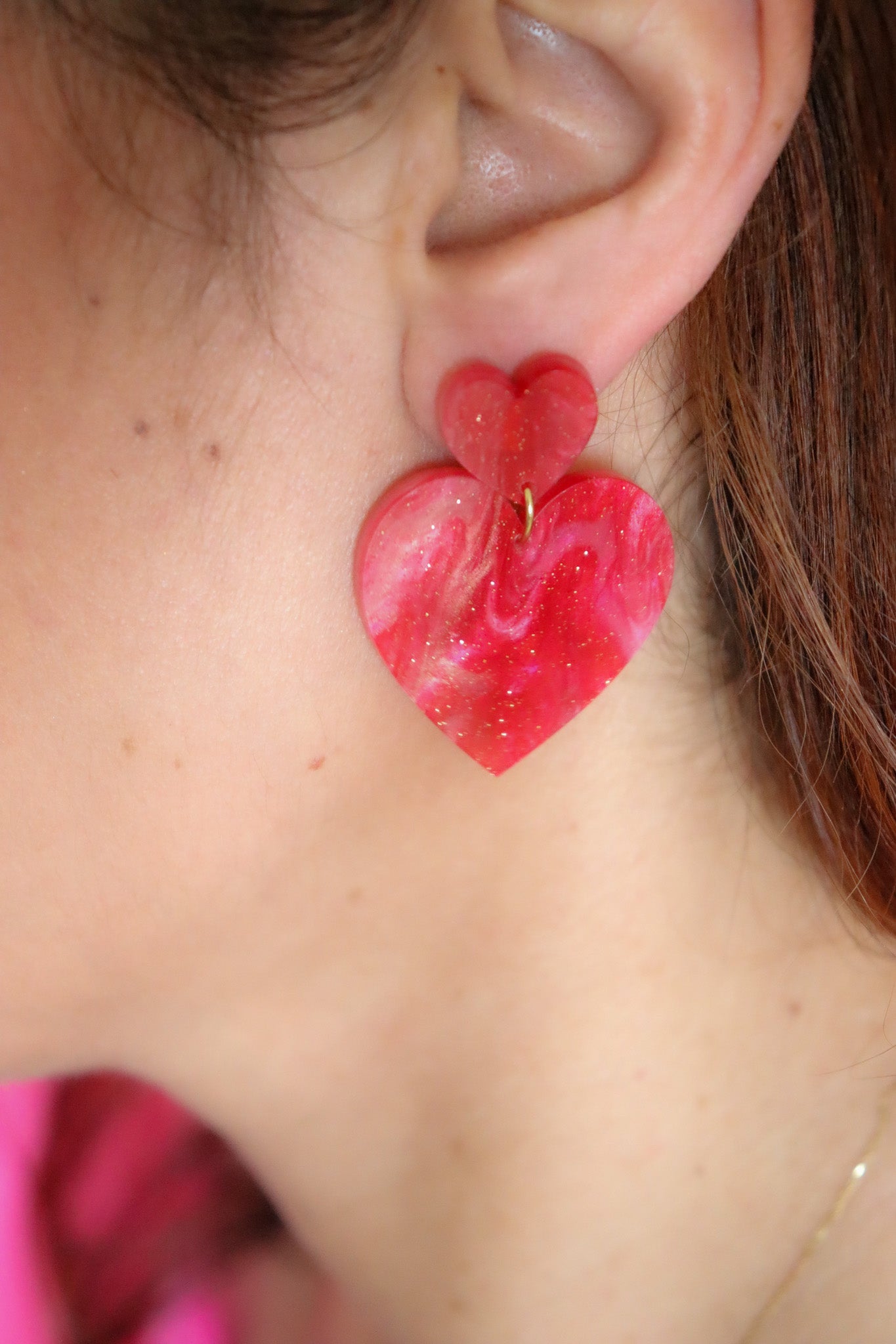 Boucles d'oreilles Augustine Nacré Rouge