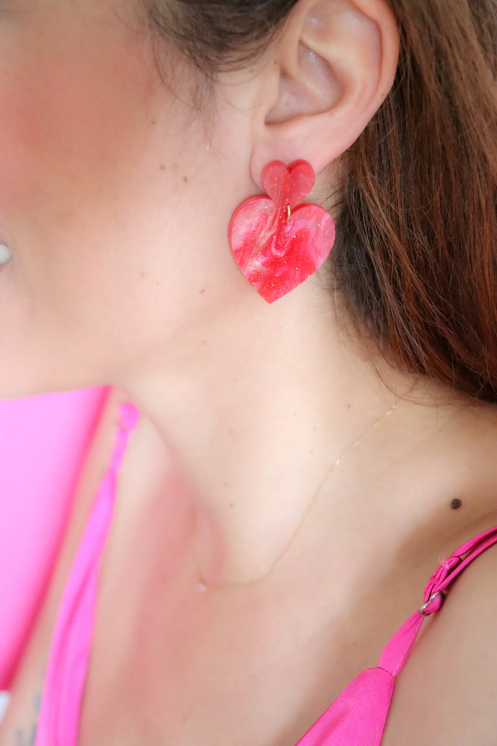 Boucles d'oreilles Augustine Nacré Rouge