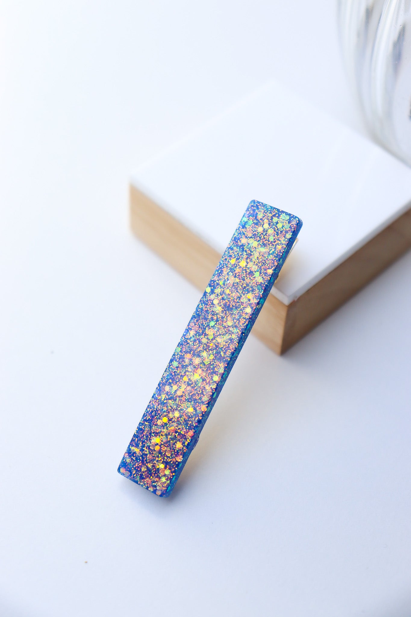 Barrette Paillettes Bleu Lotus