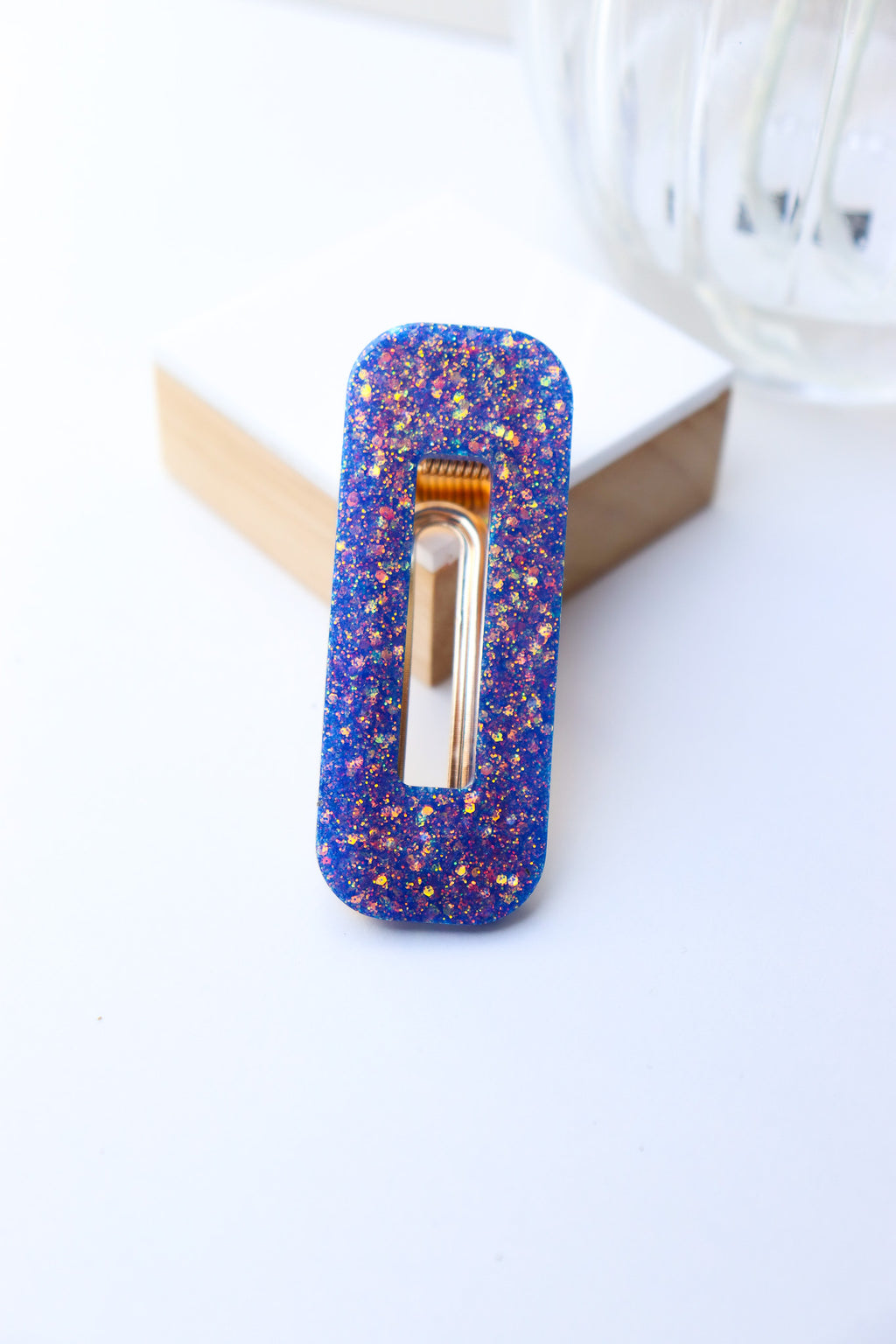 Barrette Paillettes Bleu Lotus