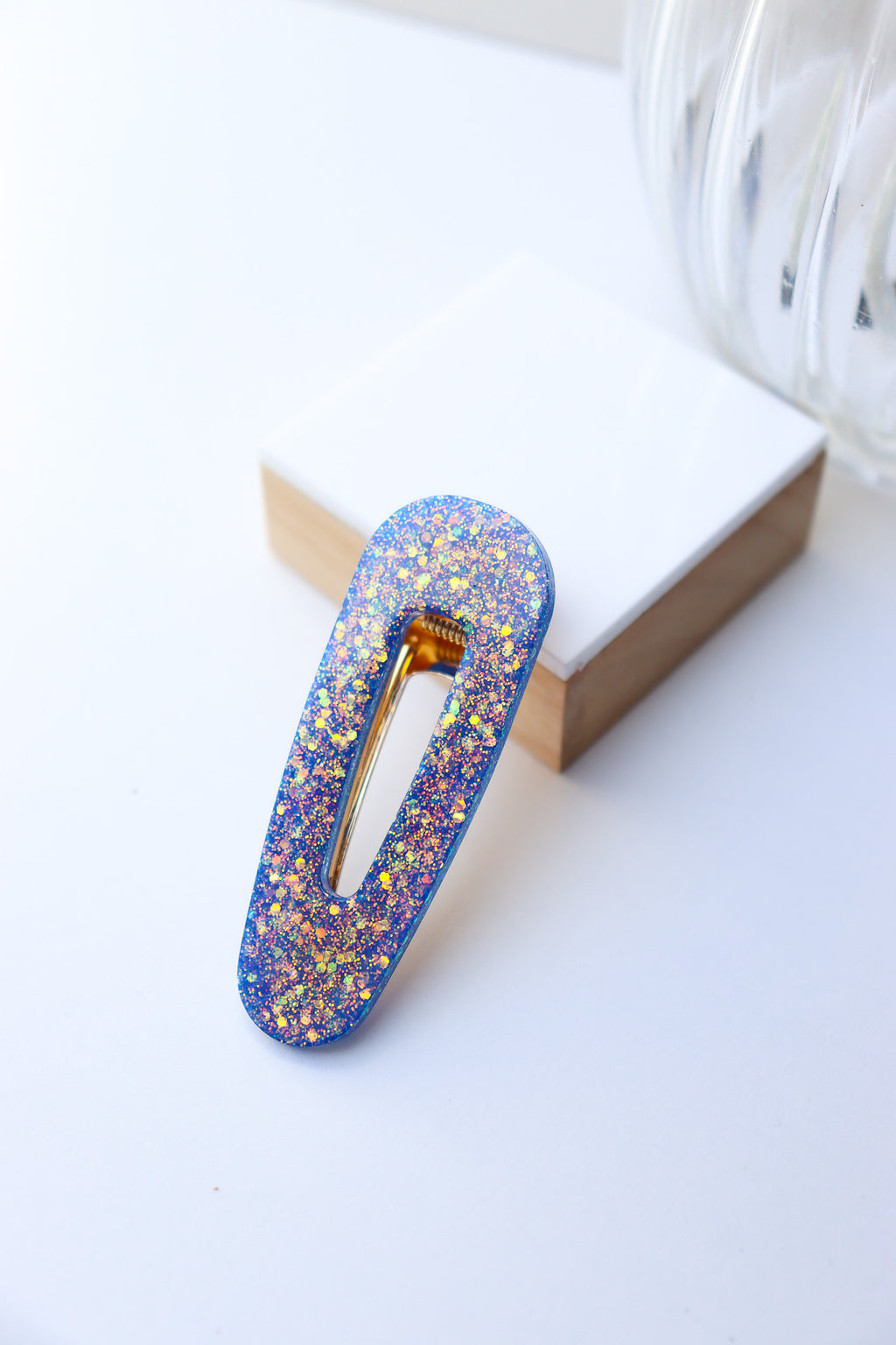 Barrette Paillettes Bleu Lotus