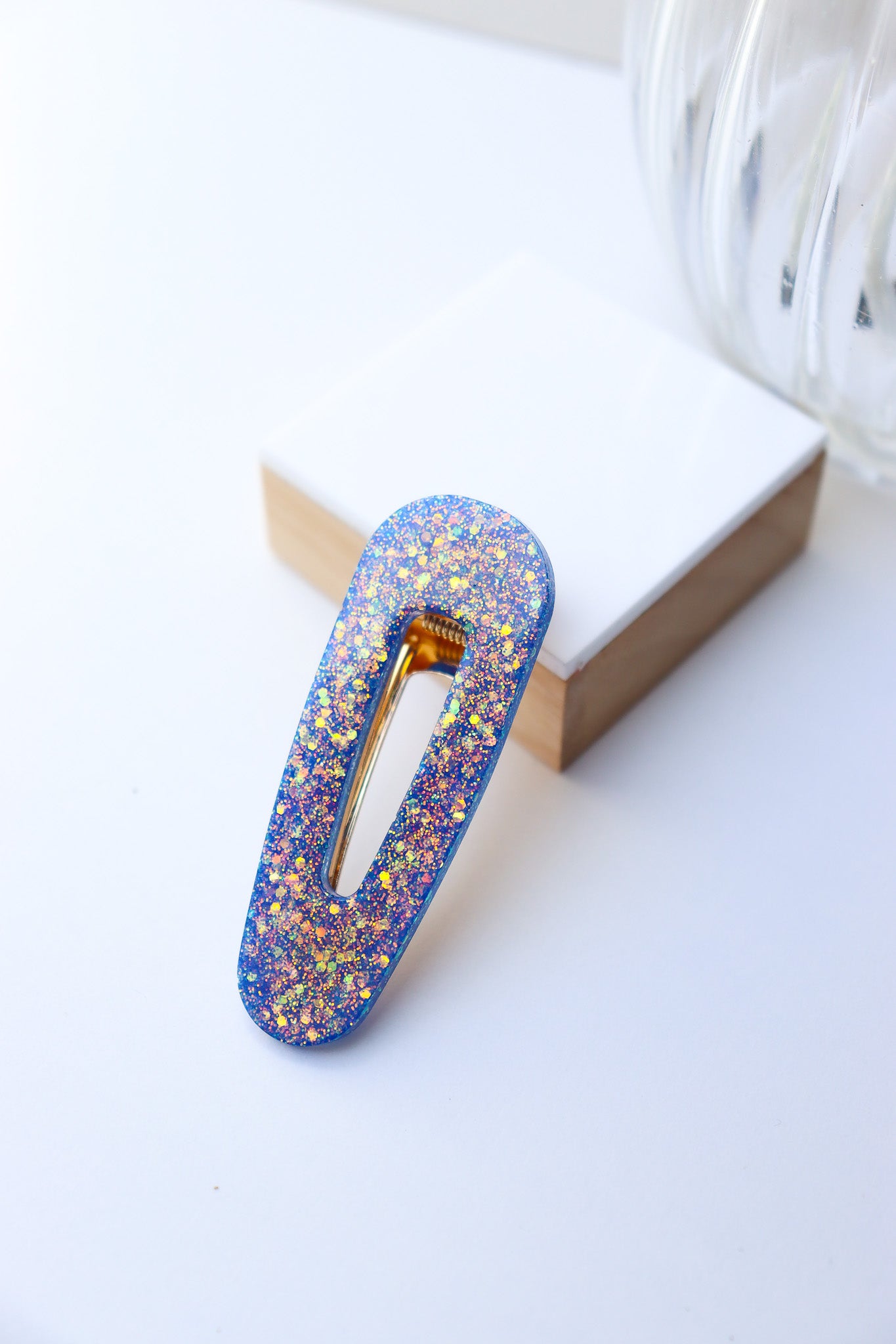 Barrette Paillettes Bleu Lotus