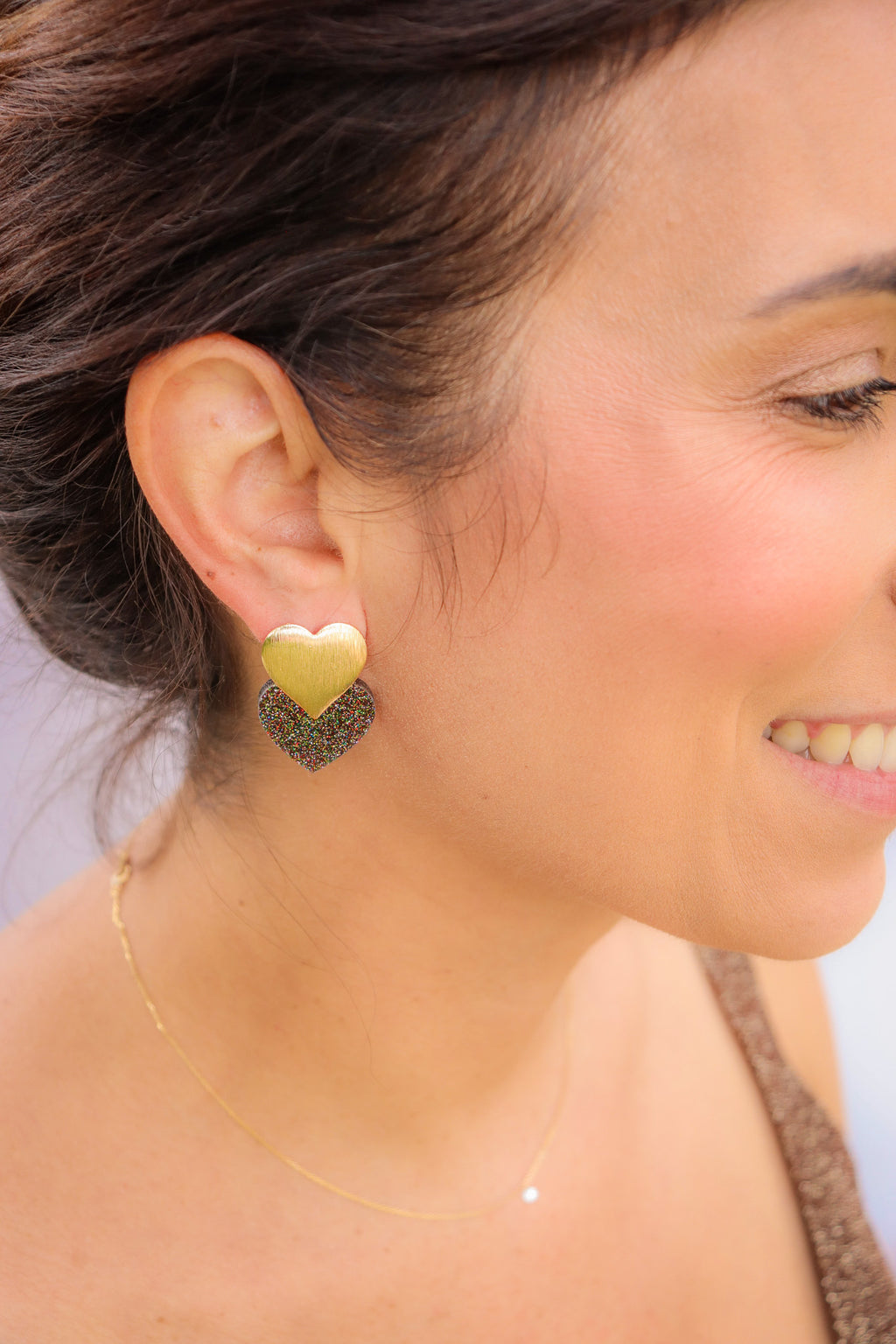 Boucles d'oreilles Caroline Paillettes Dark Brown