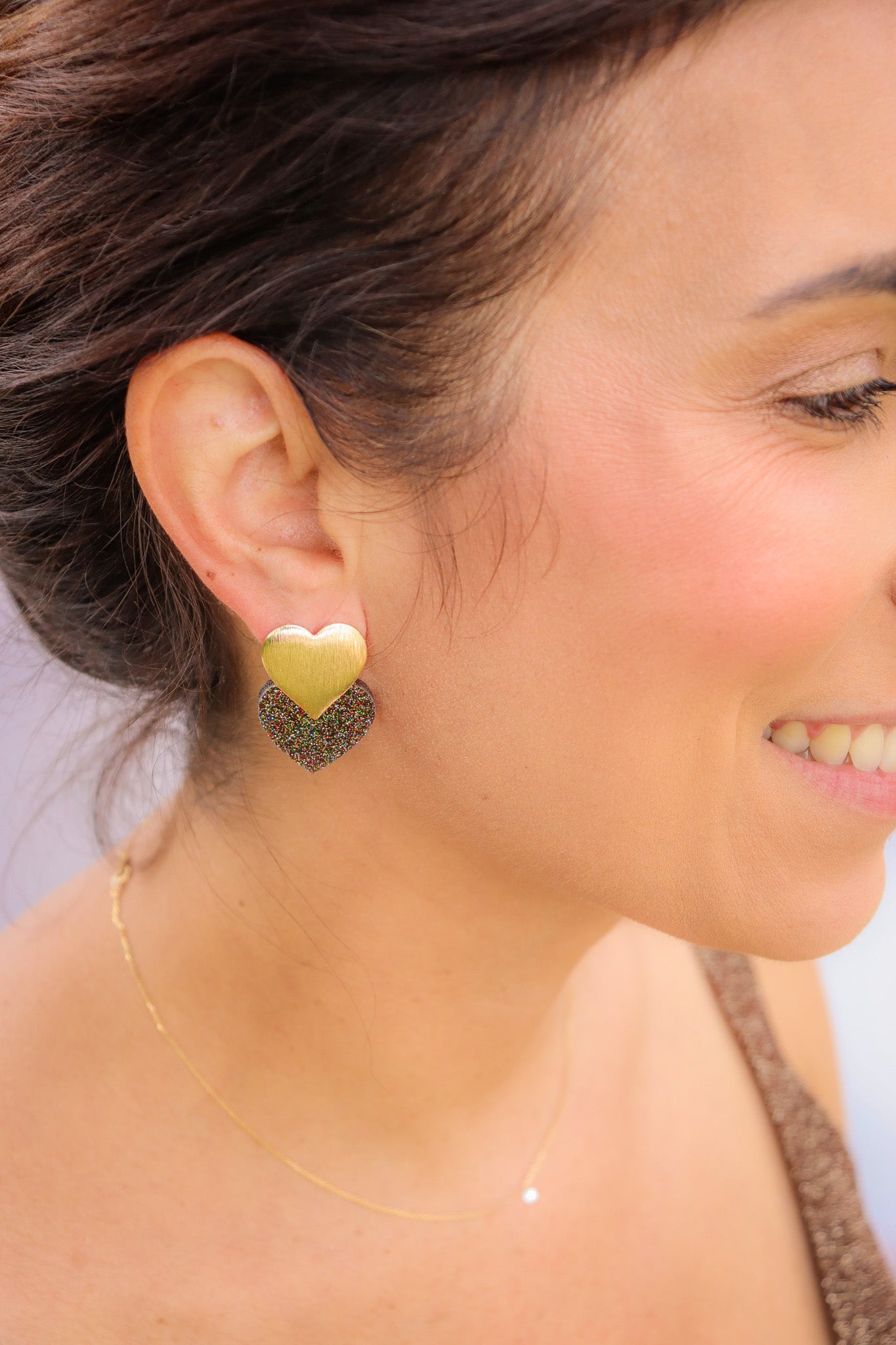 Boucles d'oreilles Caroline Paillettes Dark Brown