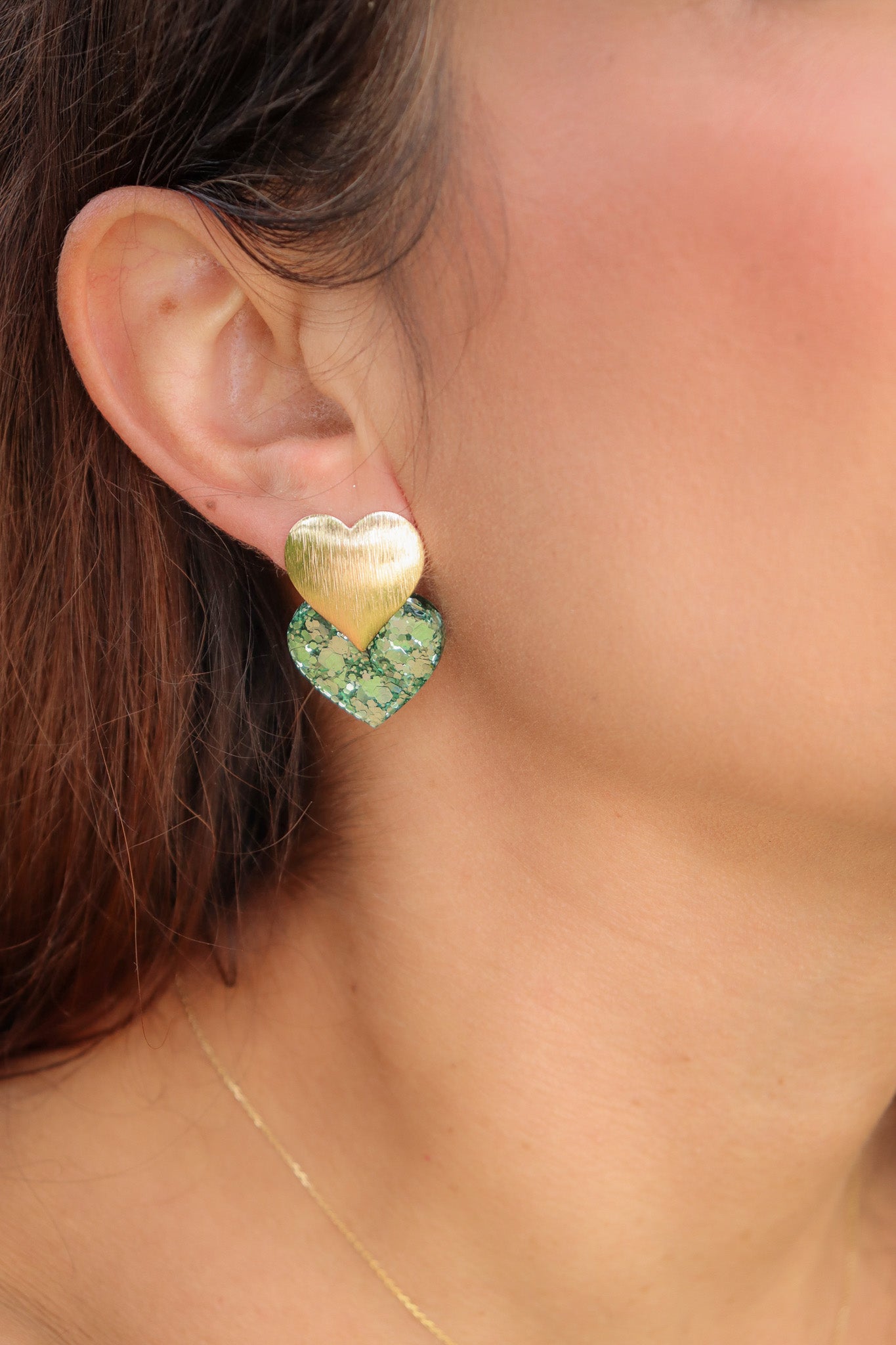 Boucles d'oreilles Caroline Vert Mousse holographique