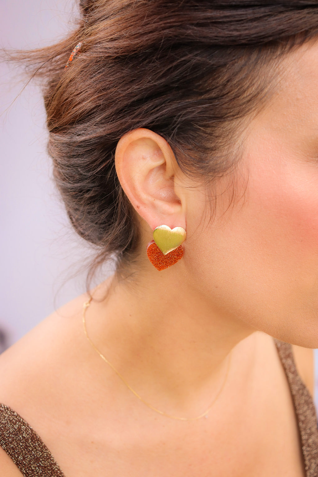 Boucles d'oreilles Caroline Paillettes Citrouille