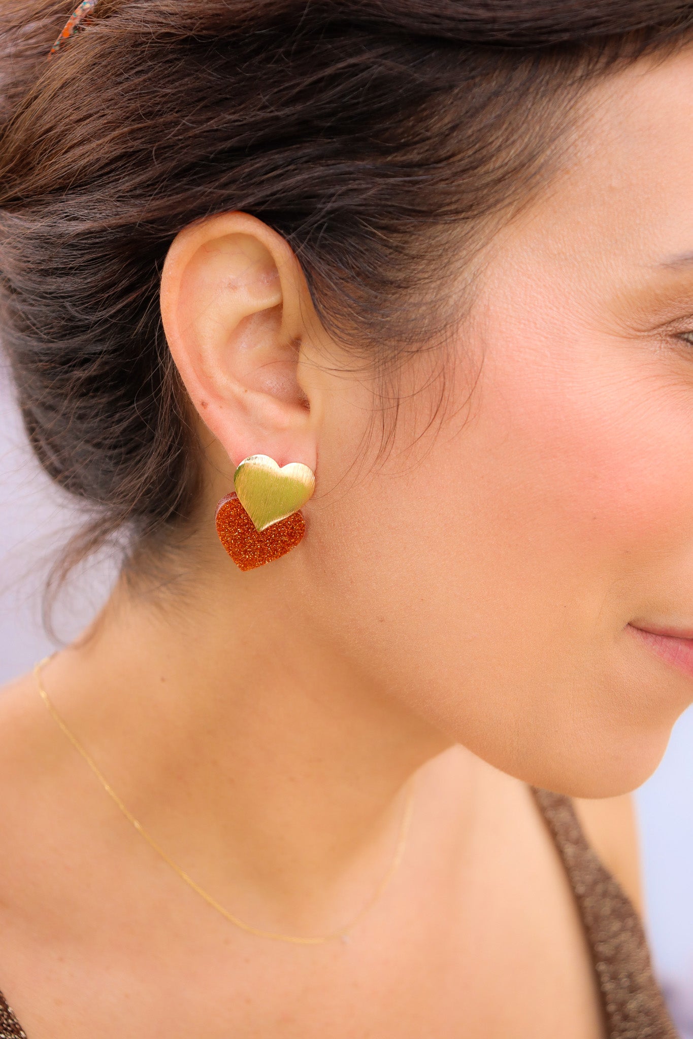 Boucles d'oreilles Caroline Paillettes Citrouille