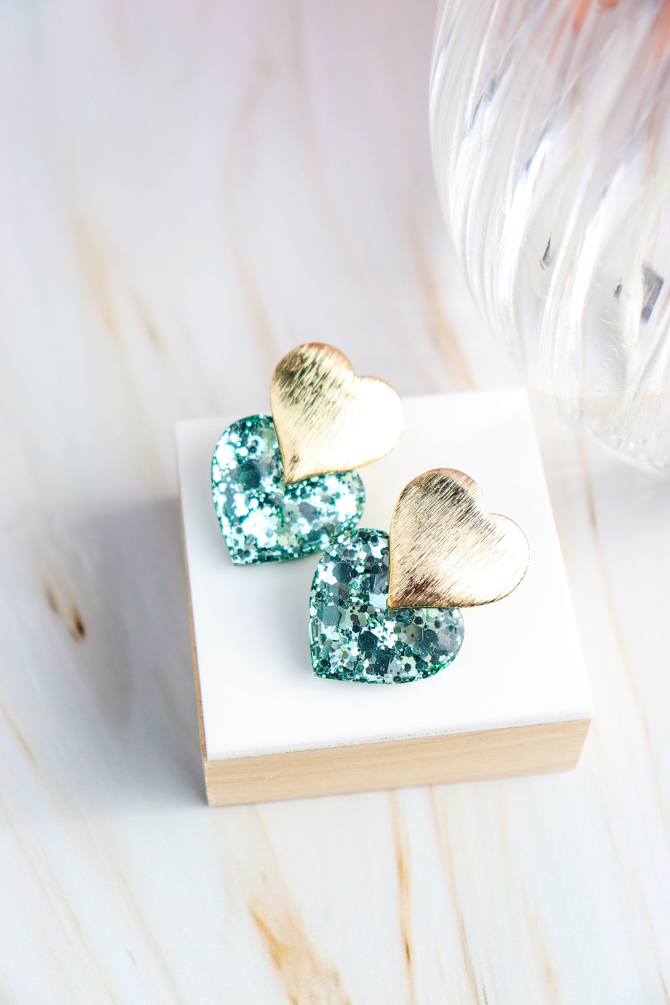 Boucles d'oreilles Caroline Vert Mousse holographique