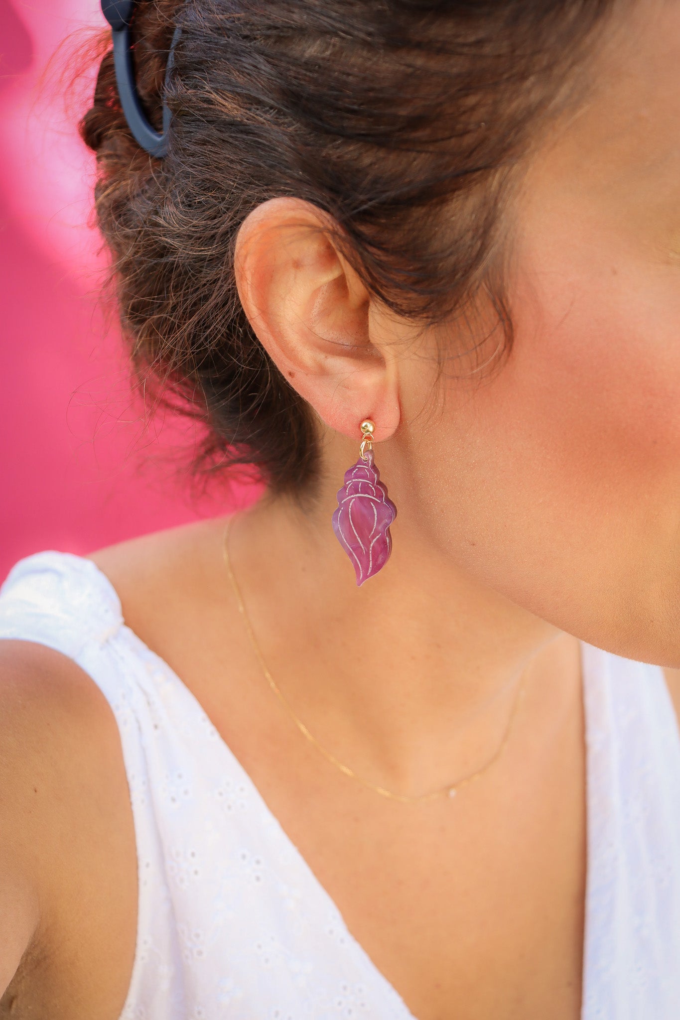Boucles d'oreilles Coquillage Nacré violet rose
