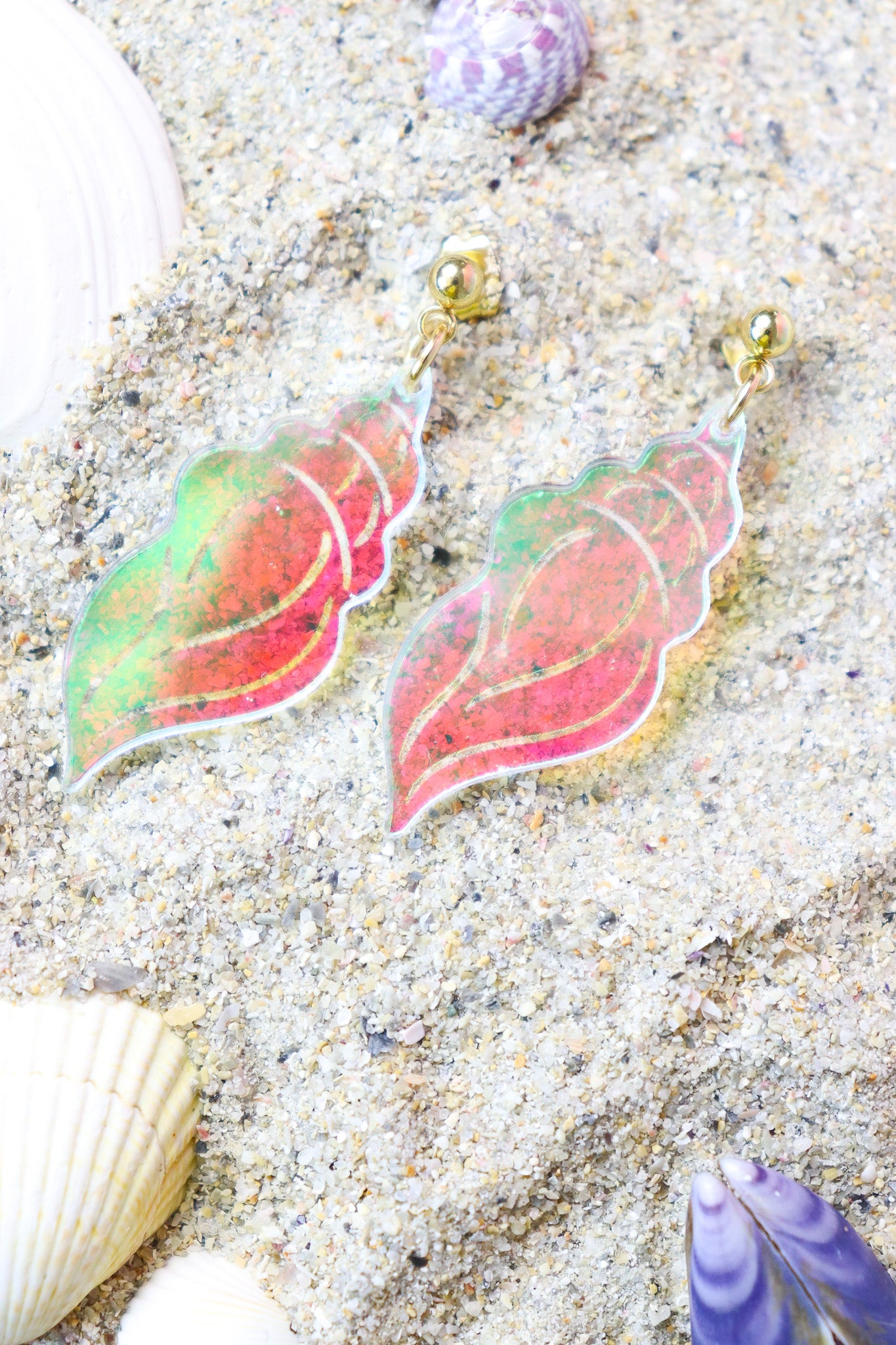 Boucles d'oreilles Coquillage Holographique